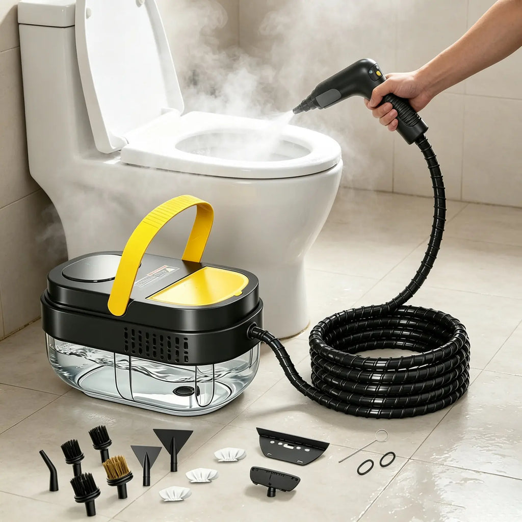 Fast Warm-Up Mobile High-Temp Washing Unit with 1.69 Quart Big Water Container, 15 Multi-Scenario Tool Accessories & 3-Gear Adjustable Handle, Practical Surface Cleaner for Household Floors, Tile Grout and Vehicle Interior Stains & Grease