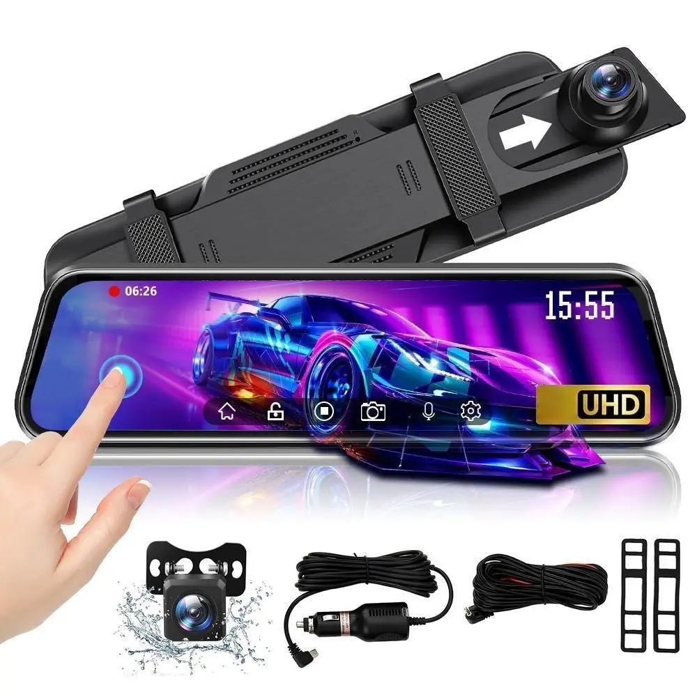 【SUMMER SALE】10 Inch Rearview Mirror Dash Camera, 1080P Full HD Front & Rear Dash Cam, Touch Screen Car Backup Camera with Night Vision, Parking Assistance