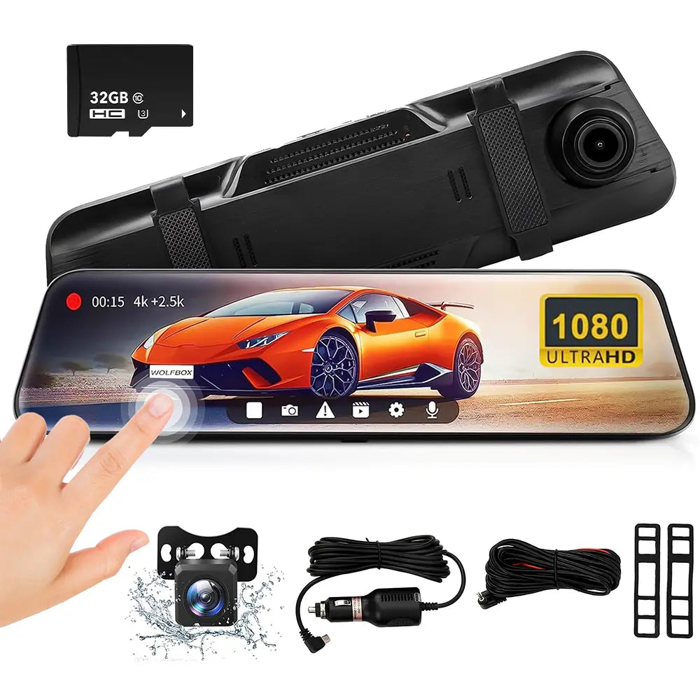 【SUMMER SALE】10 Inch Rearview Mirror Dash Camera, 1080P Full HD Front & Rear Dash Cam, Touch Screen Car Backup Camera with Night Vision, Parking Assistance