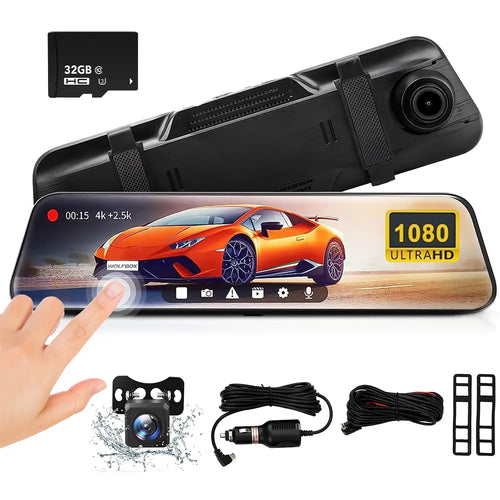 【SUMMER SALE】10 Inch Rearview Mirror Dash Camera, 1080P Full HD Front & Rear Dash Cam, Touch Screen Car Backup Camera with Night Vision, Parking Assistance