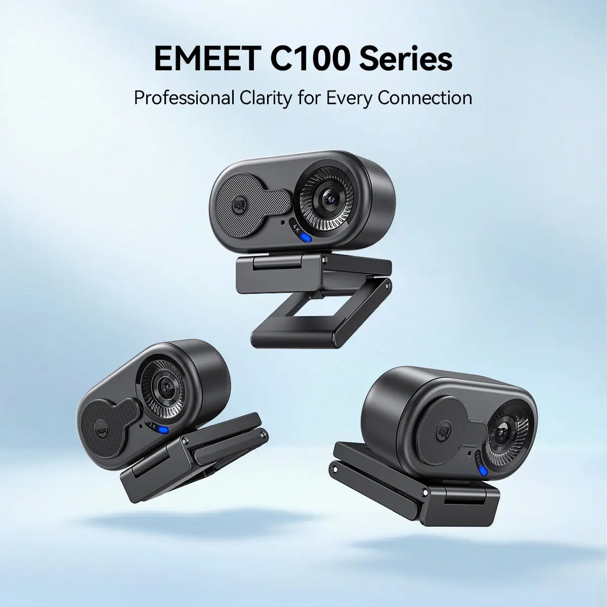 EMEET C100 4K External USB Webcam for PC, Fixed Focus, 66° FOV, Built-In Mic, Privacy Cover, Portable Metal Clip, Computer Camera for Home Office, Online Meetings, Desktop/Laptop USB-A, External Usb Webcams