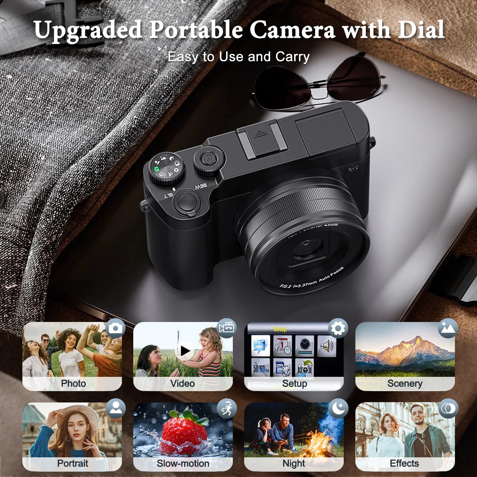 Zostuic Digital Camera 4K 64MP Vlogging Camera with Autofocus Dual Lens 6-Axis Anti-Shake 16X Zoom Compact Camera for Students Beginners Travel Record Perfect Holiday Gift.