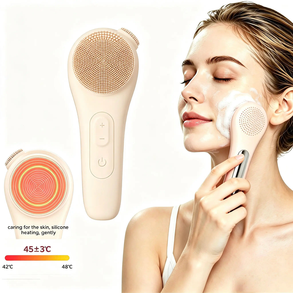 Pink Silicone Facial Cleansing Brush - IPX7 Waterproof Electric Face Scrubber, Gentle Exfoliating Deep Pore Cleanser Massager, USB Rechargeable Facial Tool with Adjustable Settings for Sensitive Skin, Durable Daily Use, Ideal Gift, Facial Brush