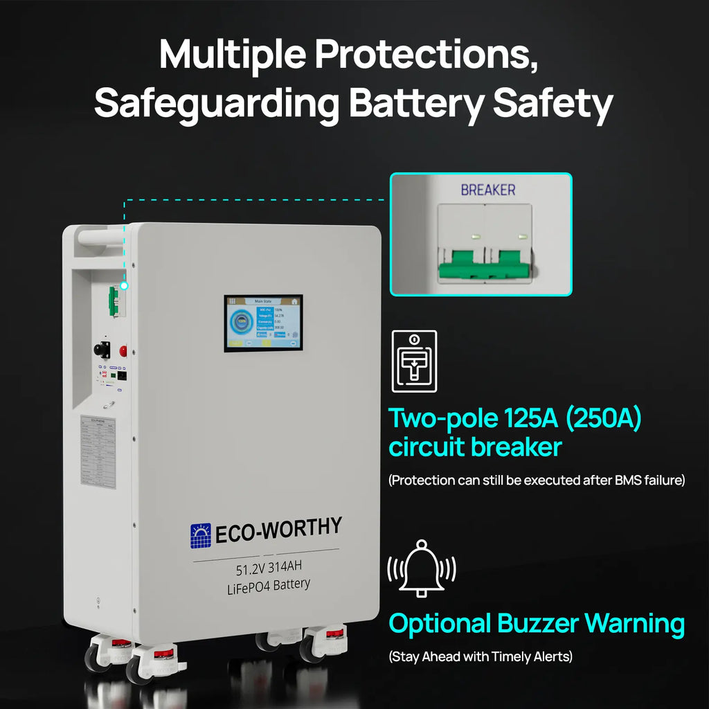 ECO-WORTHY 16.07Kwh 48V 314AH Lifepo4 Battery Vertical Standing Solar Backup UPS