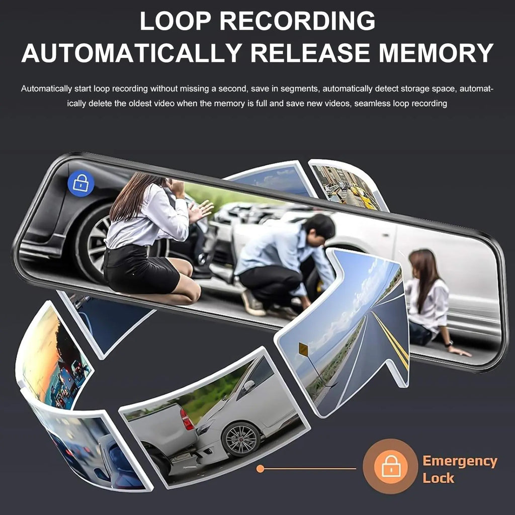 【SUMMER SALE】10 Inch Rearview Mirror Dash Camera, 1080P Full HD Front & Rear Dash Cam, Touch Screen Car Backup Camera with Night Vision, Parking Assistance