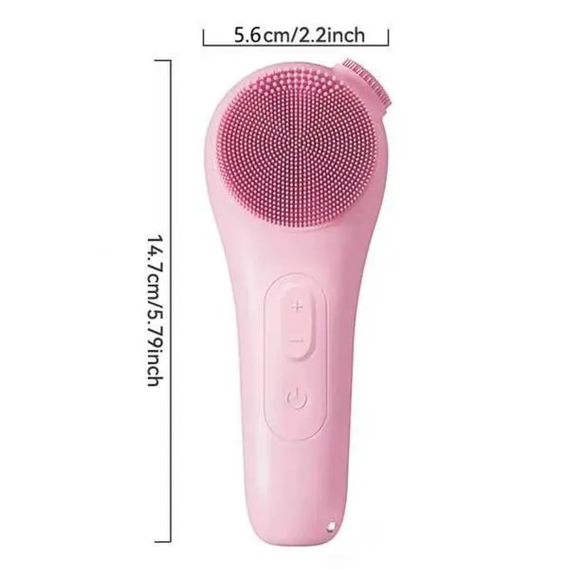 Pink Silicone Facial Cleansing Brush - IPX7 Waterproof Electric Face Scrubber, Gentle Exfoliating Deep Pore Cleanser Massager, USB Rechargeable Facial Tool with Adjustable Settings for Sensitive Skin, Durable Daily Use, Ideal Gift, Facial Brush