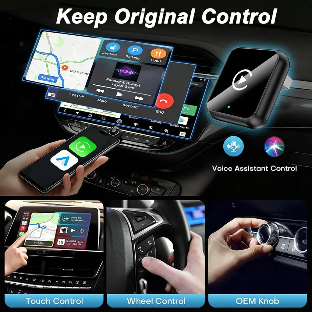 【Summerfinds】Aifine 2027 Wireless Carplay & Android Auto Adapter – Converts Factory Wired Carplay/Android Auto to Wireless, Plug & Play USB Dongle, for Vehicles with Built-In Wired Carplay or Android Auto Only