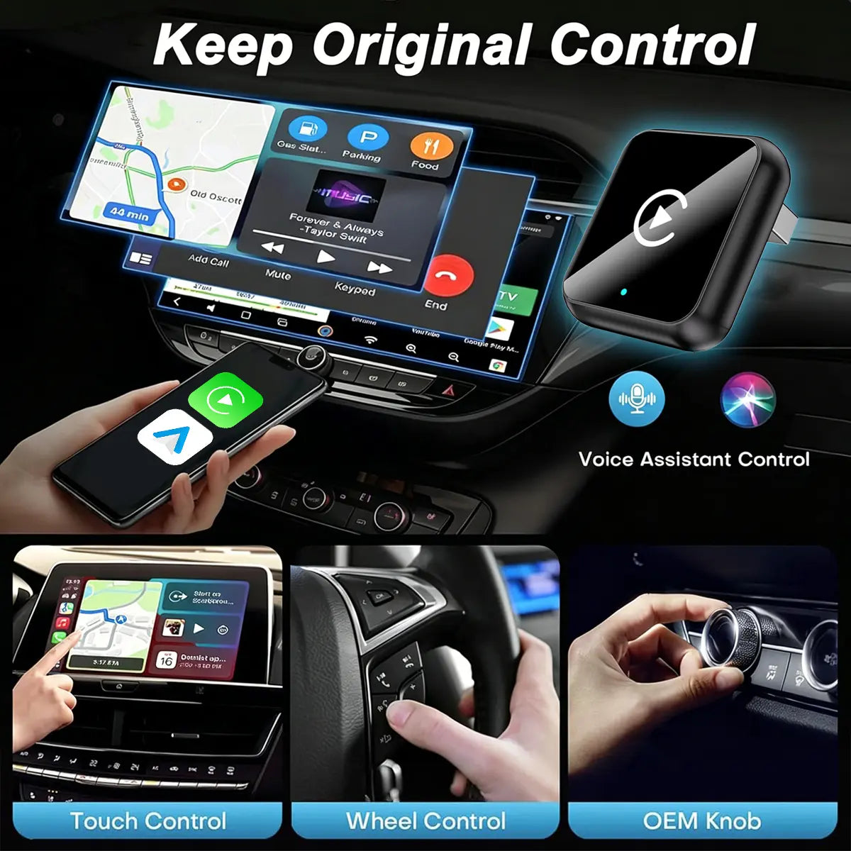 【Summerfinds】Aifine 2027 Wireless Carplay & Android Auto Adapter – Converts Factory Wired Carplay/Android Auto to Wireless, Plug & Play USB Dongle, for Vehicles with Built-In Wired Carplay or Android Auto Only