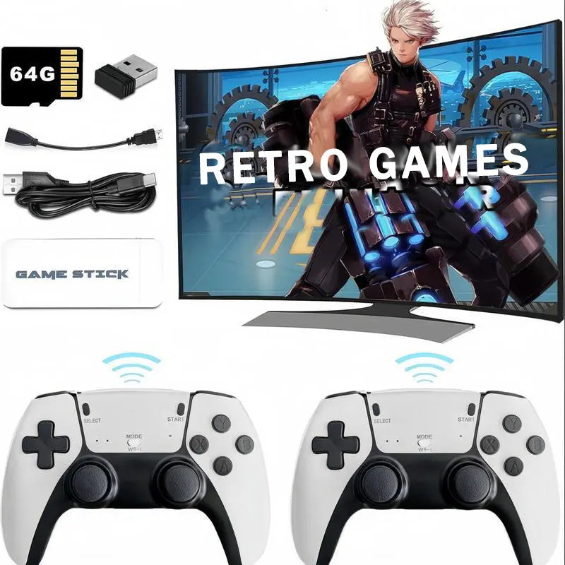 2026 New M15 Retro Game Stick, HDMI Output & Wireless Controller Plug and Play Video Game Console with Games,Hd 64G Plug and Play Video Games for Tv,Arcade Game Console