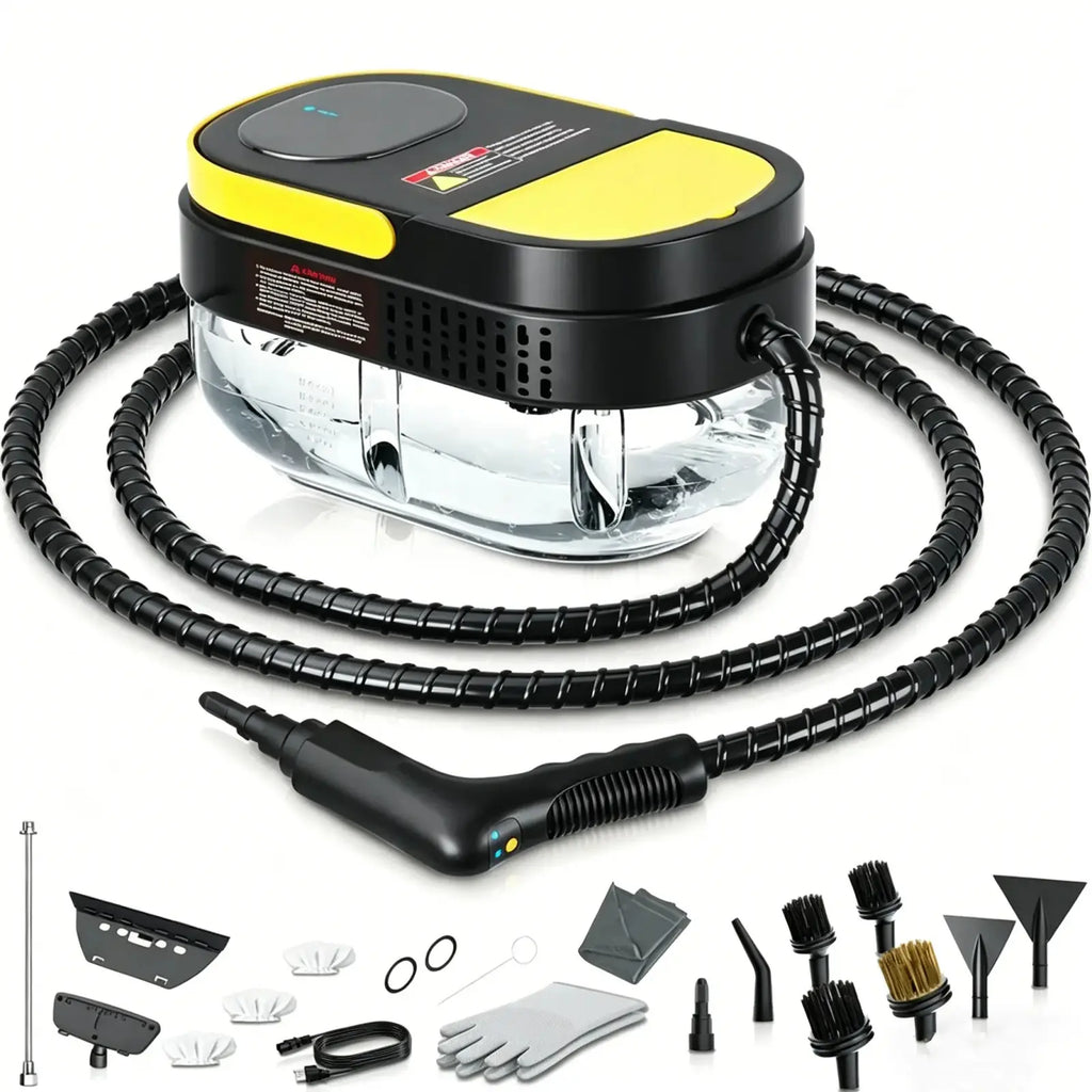 Fast Warm-Up Mobile High-Temp Washing Unit with 1.69 Quart Big Water Container, 15 Multi-Scenario Tool Accessories & 3-Gear Adjustable Handle, Practical Surface Cleaner for Household Floors, Tile Grout and Vehicle Interior Stains & Grease