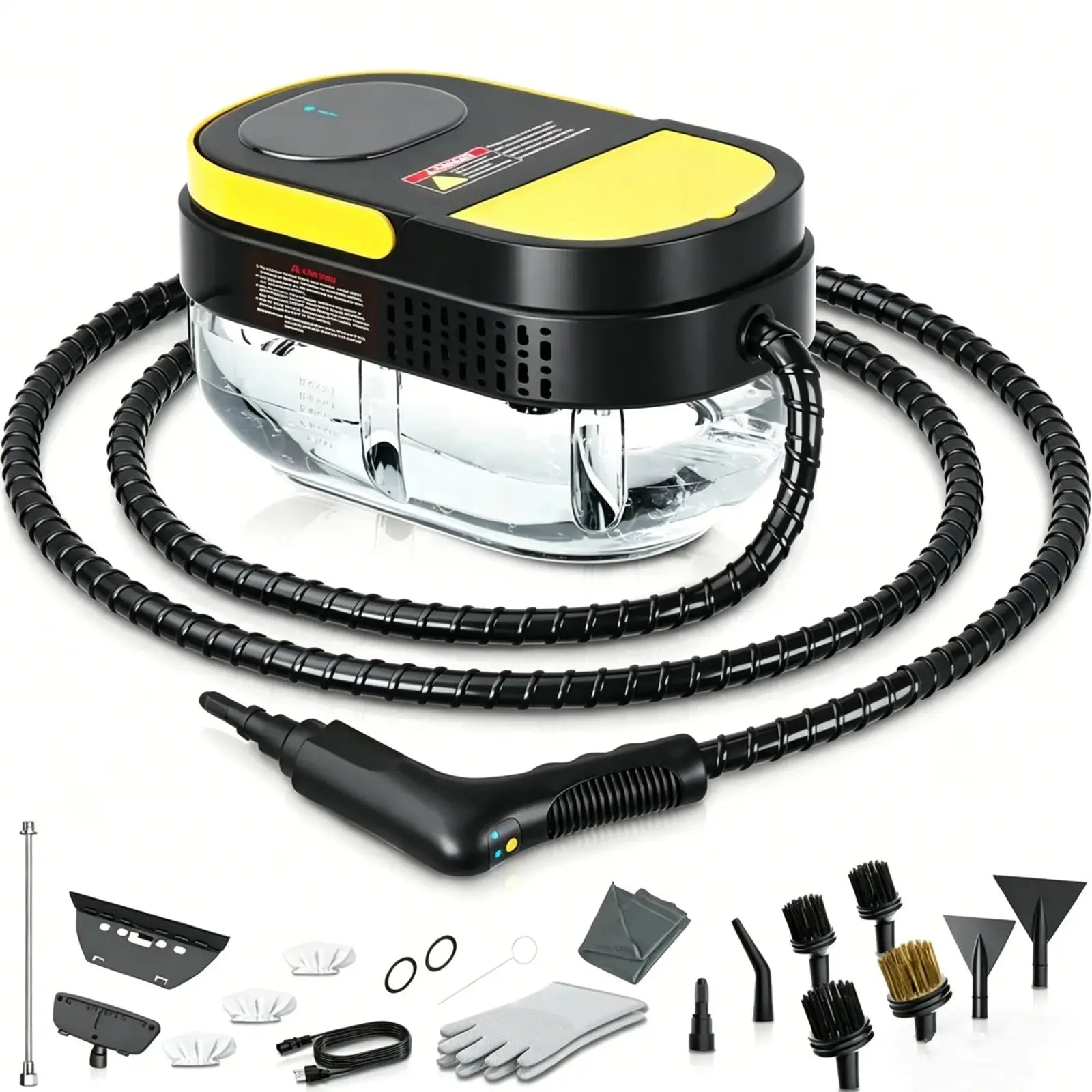 Fast Warm-Up Mobile High-Temp Washing Unit with 1.69 Quart Big Water Container, 15 Multi-Scenario Tool Accessories & 3-Gear Adjustable Handle, Practical Surface Cleaner for Household Floors, Tile Grout and Vehicle Interior Stains & Grease