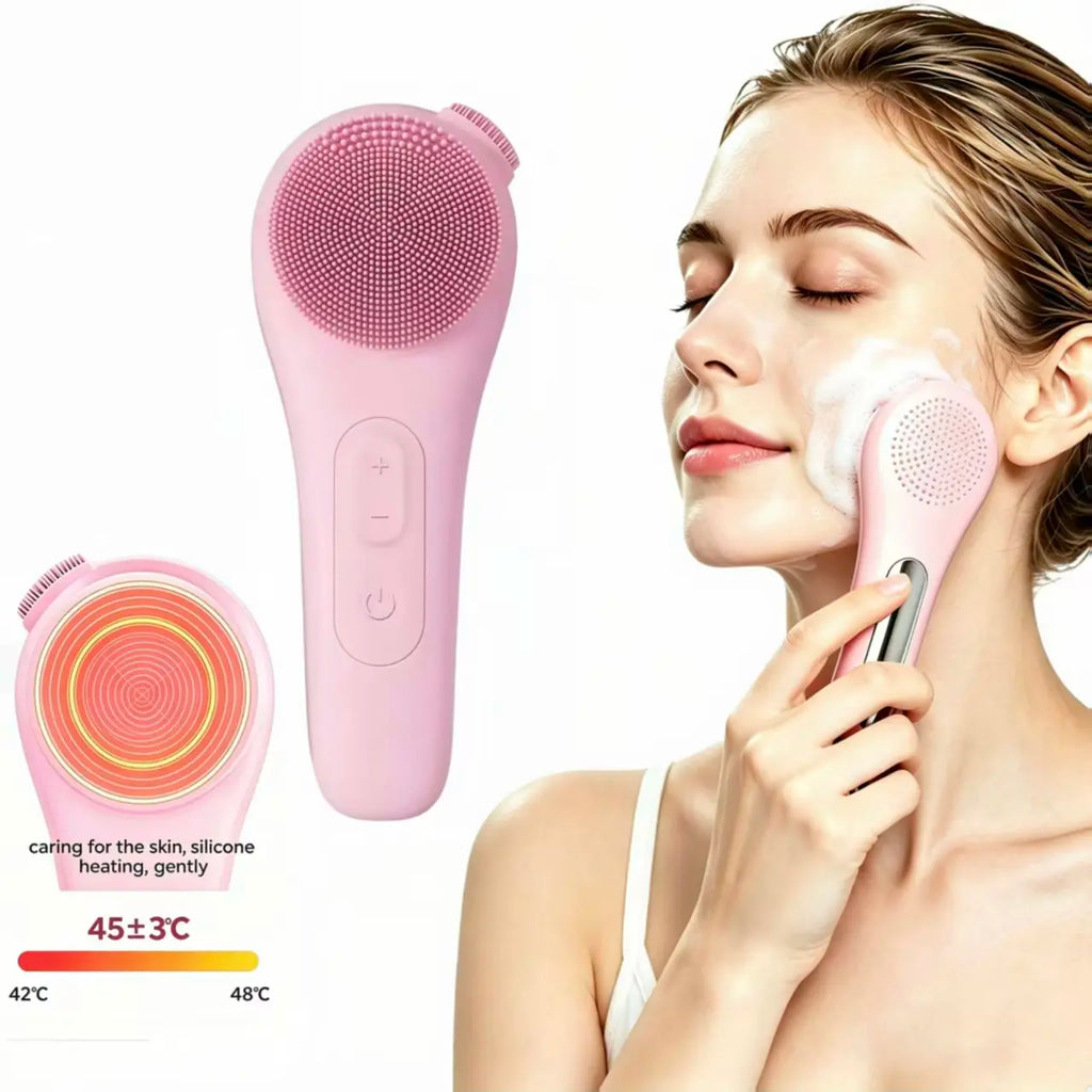 Pink Silicone Facial Cleansing Brush - IPX7 Waterproof Electric Face Scrubber, Gentle Exfoliating Deep Pore Cleanser Massager, USB Rechargeable Facial Tool with Adjustable Settings for Sensitive Skin, Durable Daily Use, Ideal Gift, Facial Brush
