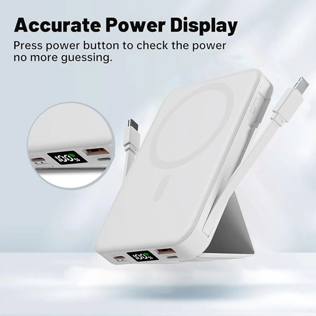 Portable Wireless Fast Charger, 10000Mah (5000-10000Mah Range) Smart Power Bank with 22.5W PD Quick Charge, USB-C Port, LED Display, Compatible with Iphone Series for Travel Use