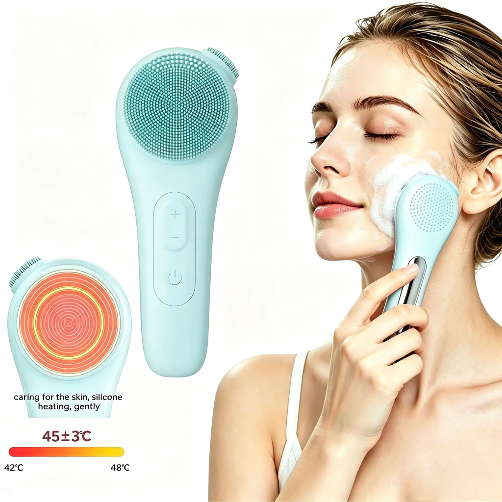 Pink Silicone Facial Cleansing Brush - IPX7 Waterproof Electric Face Scrubber, Gentle Exfoliating Deep Pore Cleanser Massager, USB Rechargeable Facial Tool with Adjustable Settings for Sensitive Skin, Durable Daily Use, Ideal Gift, Facial Brush