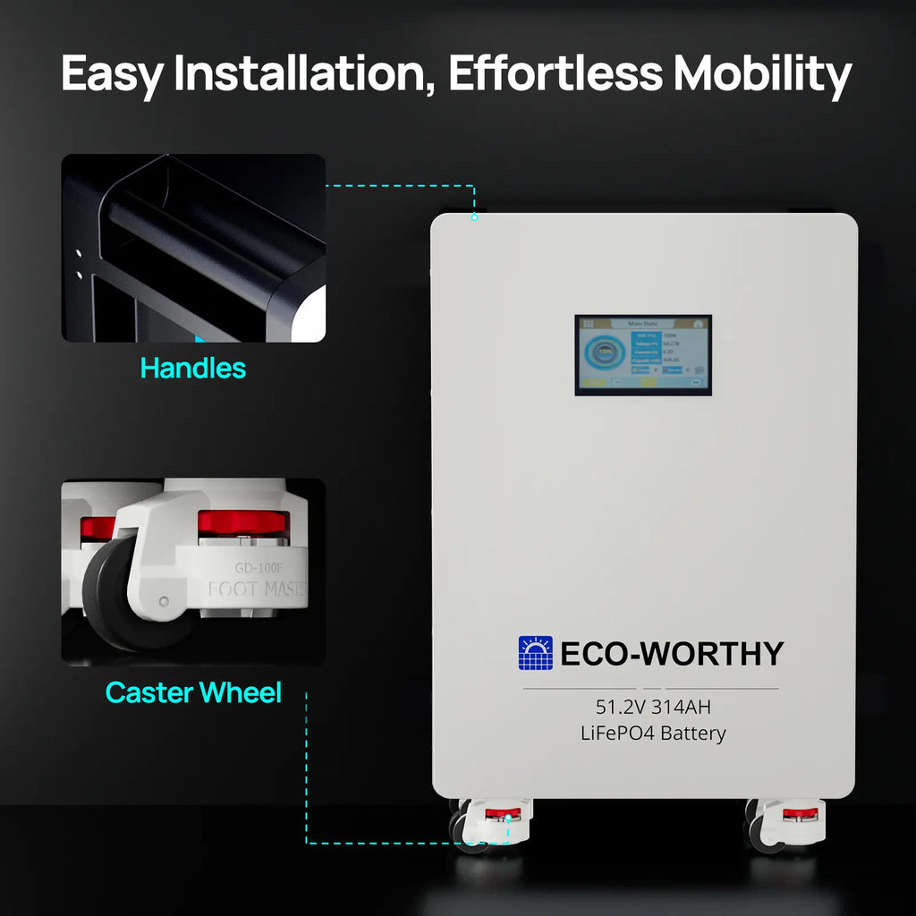 ECO-WORTHY 16.07Kwh 48V 314AH Lifepo4 Battery Vertical Standing Solar Backup UPS