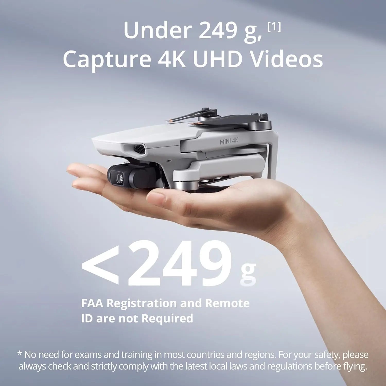 DJI Mini 4K, Drone with 4K UHD Camera for Adults, under 249 G, 3-Axis Gimbal Stabilization, 10Km Video Transmission, Auto Return, Wind Resistance, 1 Battery for 31-Min Max Flight Time