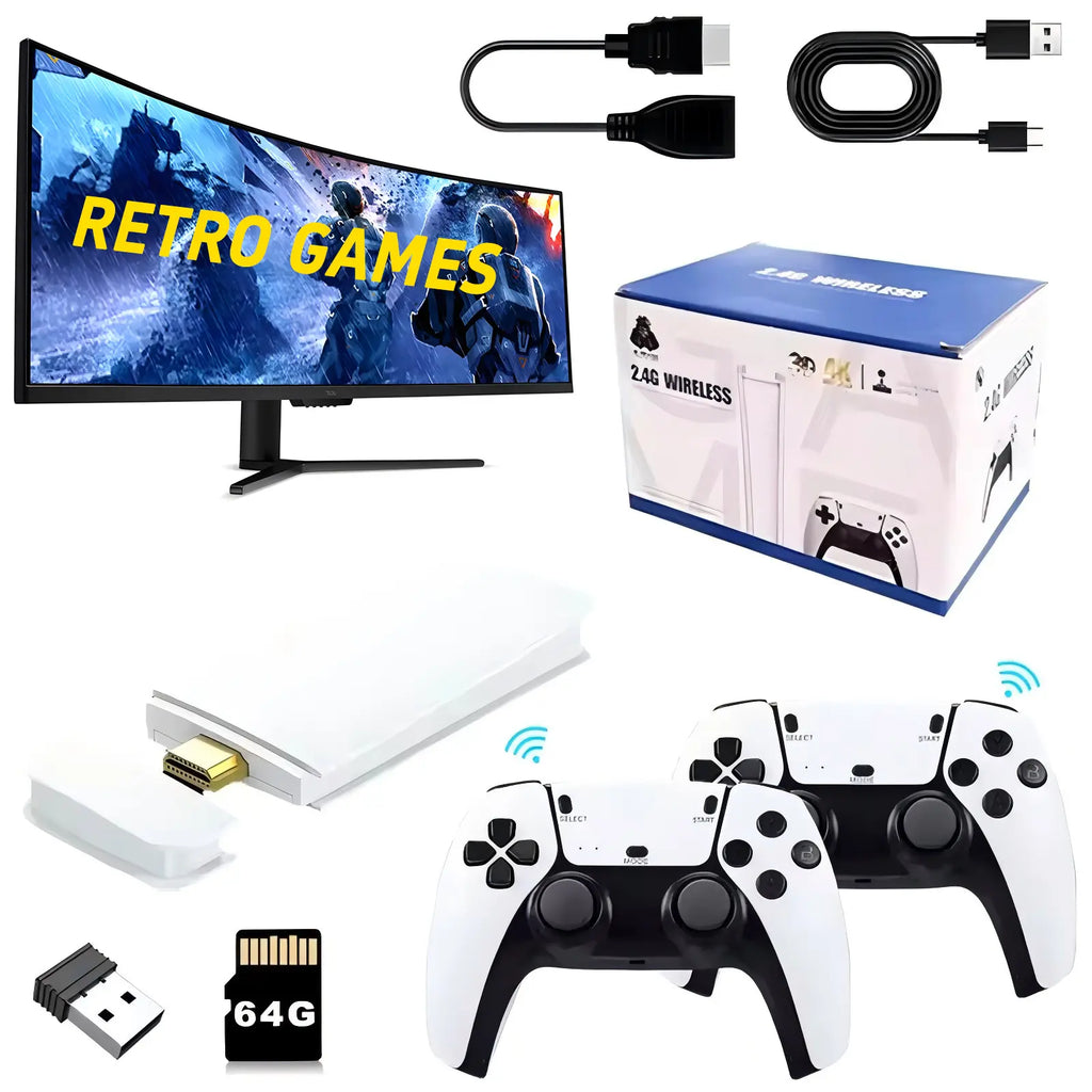 2026 New M15 Retro Game Stick, HDMI Output & Wireless Controller Plug and Play Video Game Console with Games,Hd 64G Plug and Play Video Games for Tv,Arcade Game Console