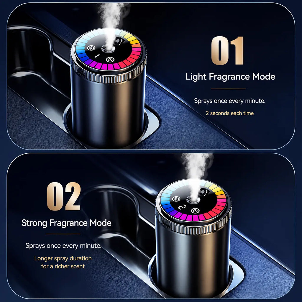 Smart Car Aroma Diffuser - Compact, Romantic Dynamic Light Show, Starry Ceiling Mode, Natural French/Eau De Cologne Scents, Fragrance Control, Long-Lasting Freshness, Ideal Gift for Car Enthusiasts for Daily Commute