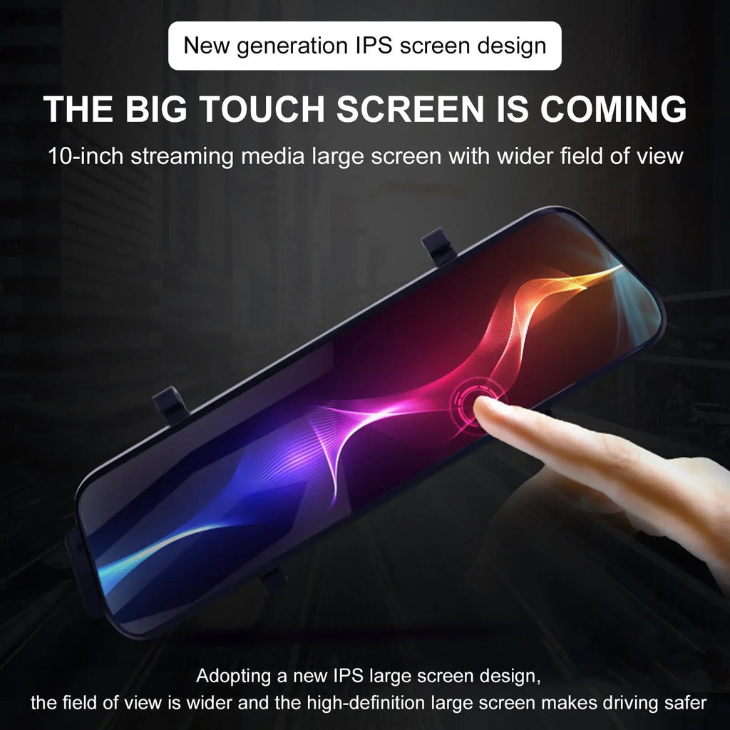 【SUMMER SALE】10 Inch Rearview Mirror Dash Camera, 1080P Full HD Front & Rear Dash Cam, Touch Screen Car Backup Camera with Night Vision, Parking Assistance