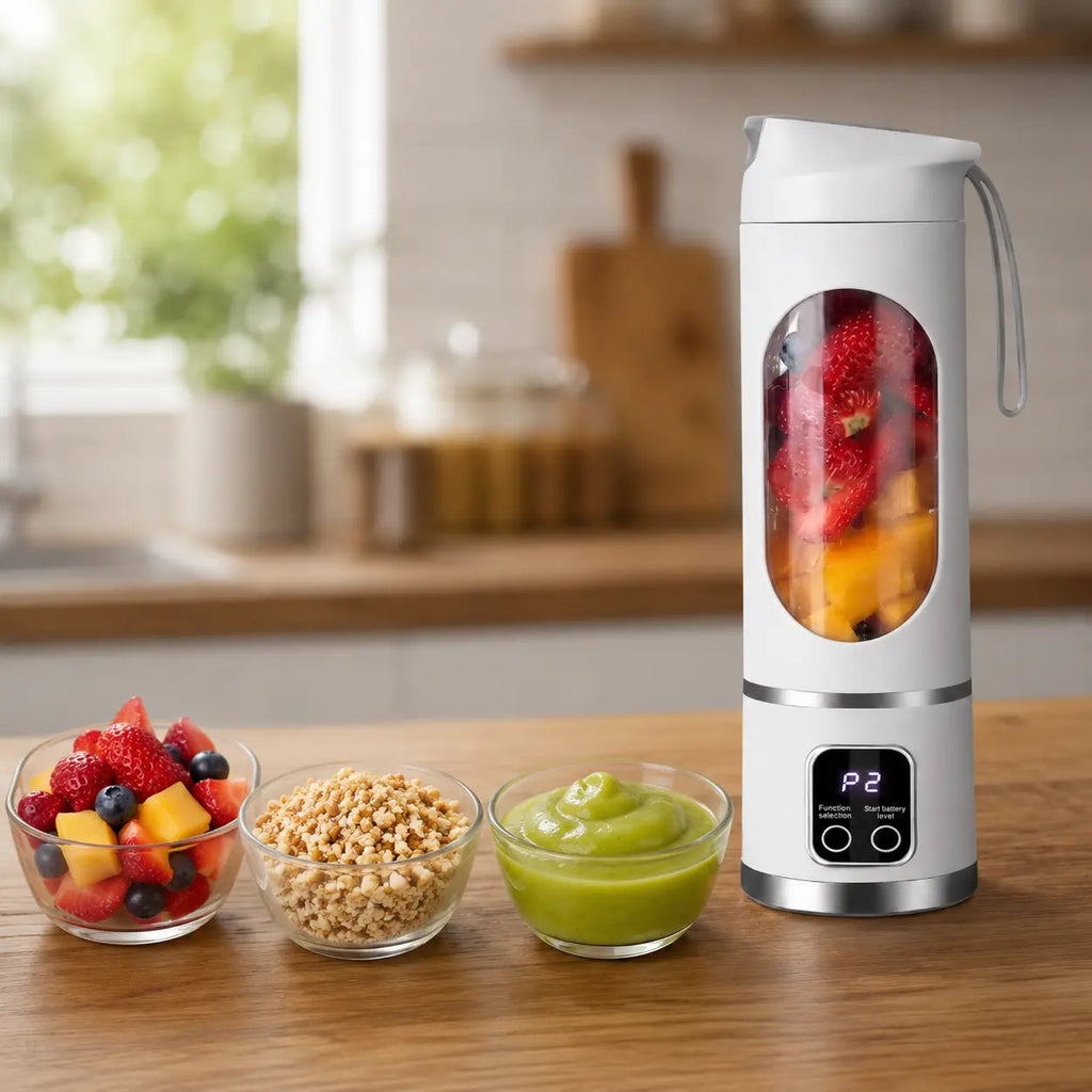 Portable Blender with Digital Display, 3 Juicing Modes & 12 Stainless Steel Blades, Double-Hugged Leakproof, Personal Smoothie Maker for Fruit, Ice, Baby Food, Perfect for Travel, Gym, Office, Memorial Day Gift