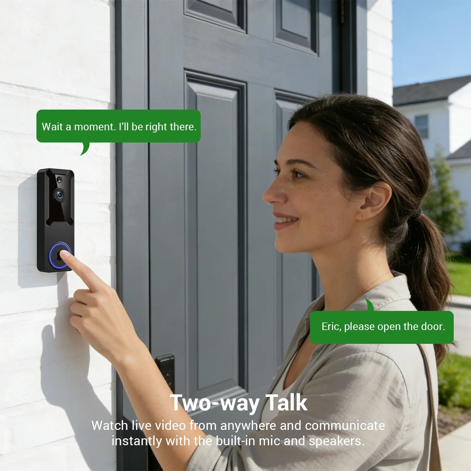 Wireless Wi-Fi Video Doorbell Camera - 1080P Smart Home Security Cam with 2-Way Audio, Night Vision, 2.4G Wifi Only, PE Build, Rechargeable Batteries, Motion Sensor, Real-Time Interaction for Outdoor Security Solutions