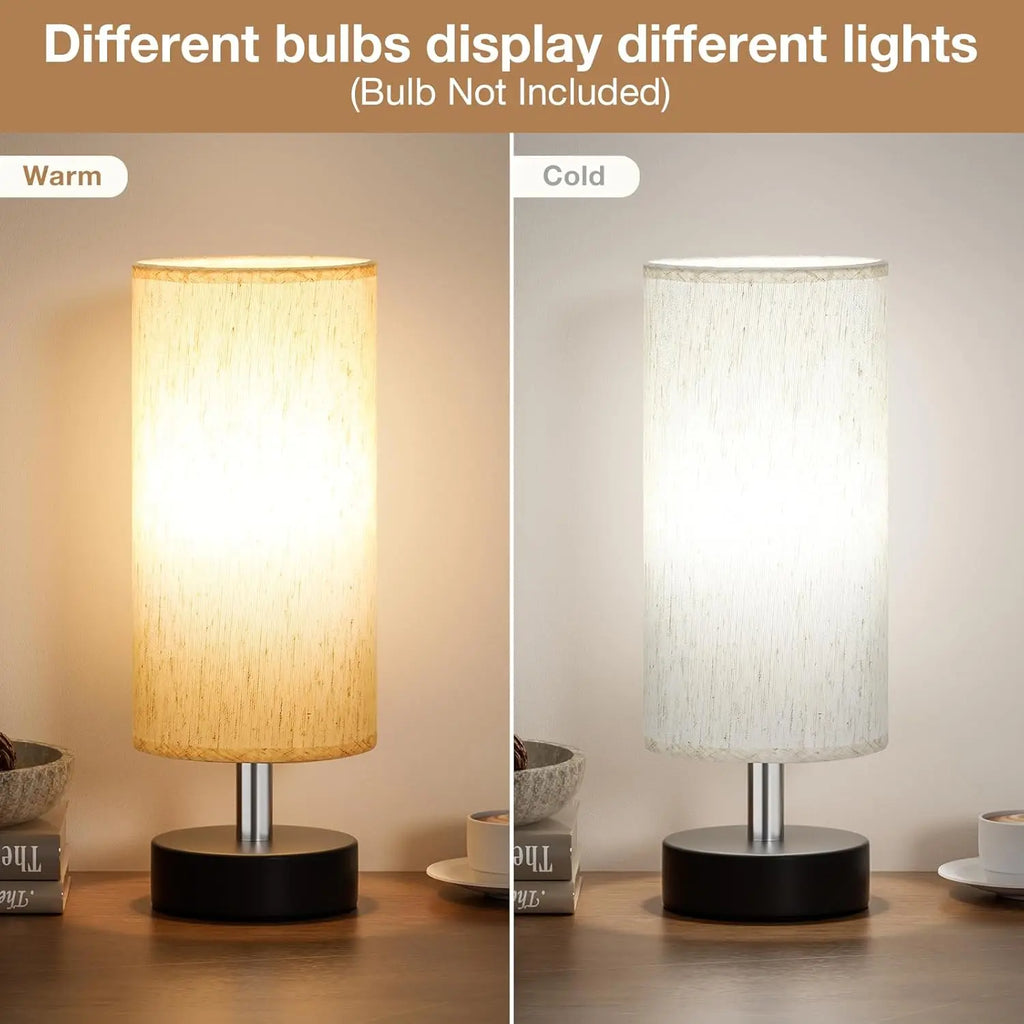 Small Table Lamp for Bedroom Set of 2 - Bedside Lamps for Night Stands, Minimalist Nightstand Light Lamp, Desk Lamps for Reading Room, Kids Room, Living Room, Office, Dorm