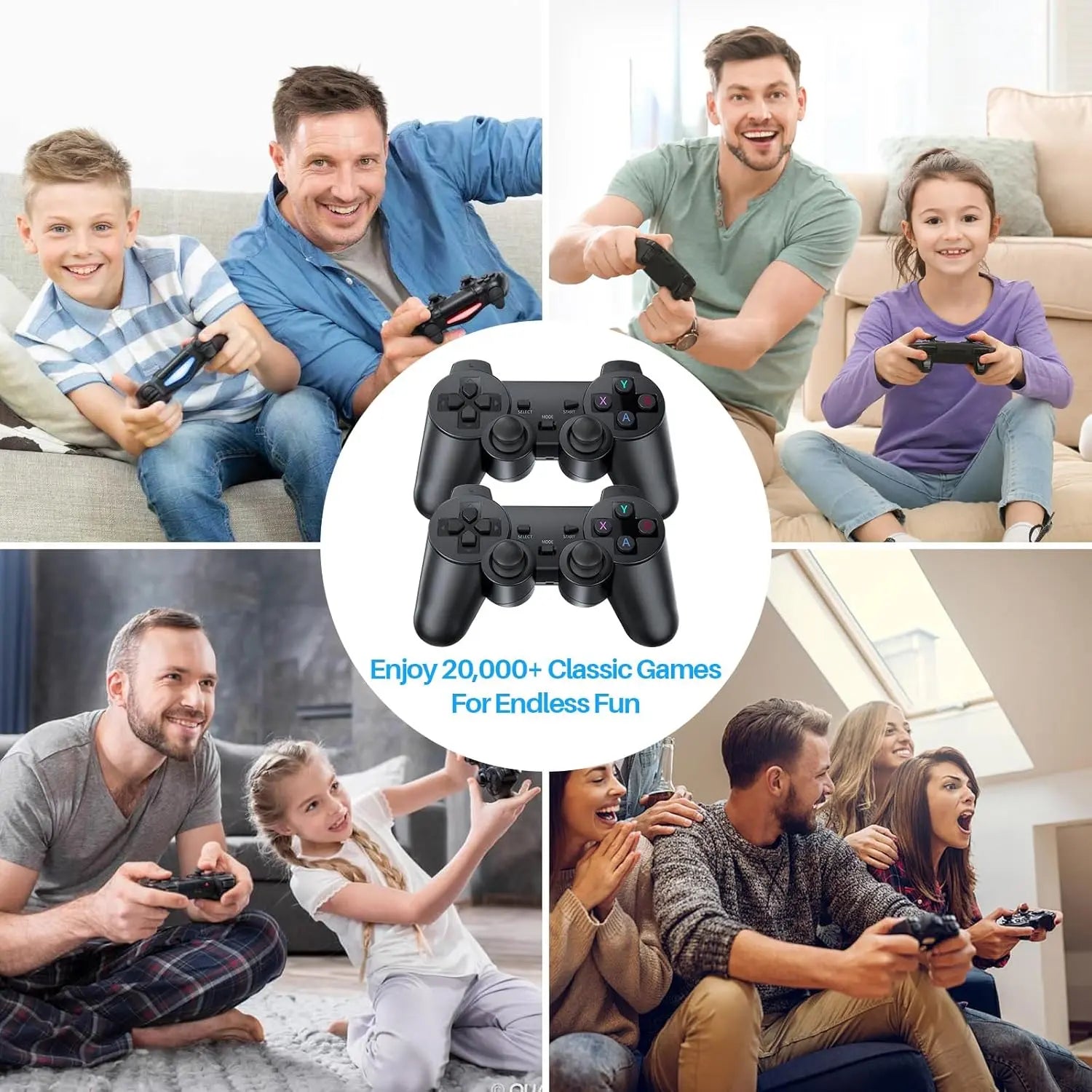 Retro Game Console with 20000+ Classic Games, 64GB HDMI Video Game System with 2 Wireless Controllers, Plug & Play Arcade Gaming Console for TV, Portable Home Gaming System