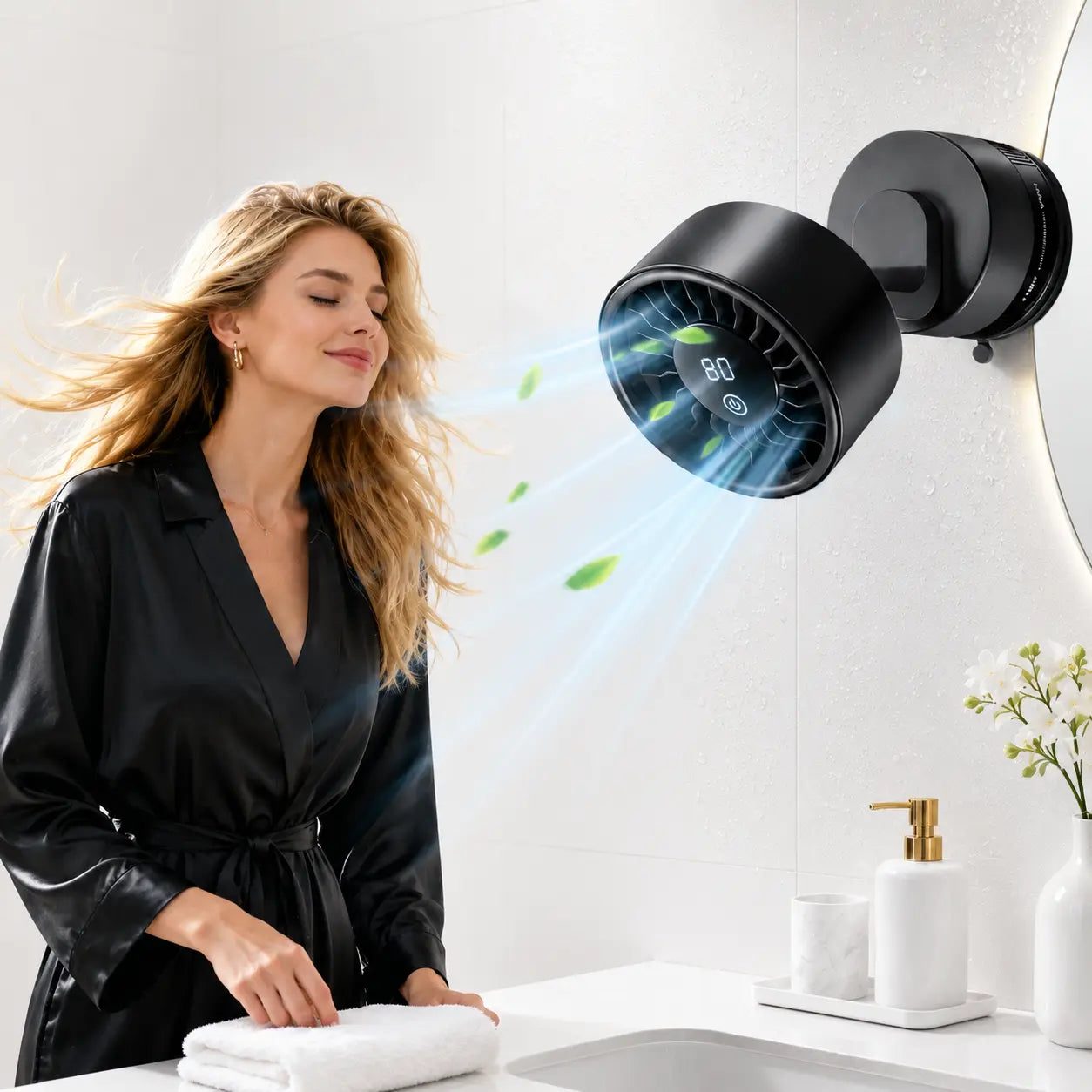 Wireless Toilet Fan, No Hole No Damage!360° Rotatable Wireless Suction Fan I Longlasting USB Charge for Bathroom Toilet Cardesk Kitchen/With Free Charging Cord