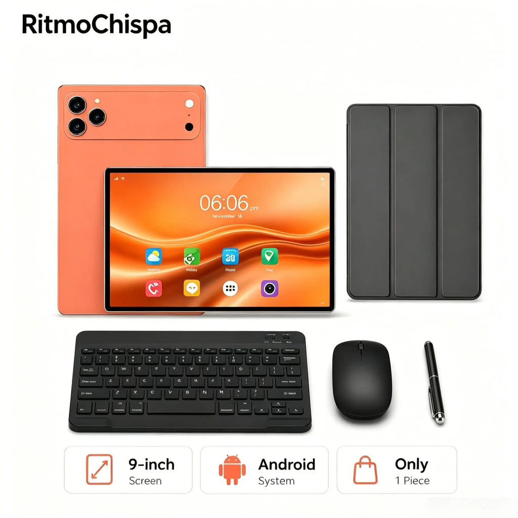 9 Inch Android Tablet, 16GB Storage, SIM & TF Card Slots, Comes with Keyboard, Mouse, Protective Case and USB Charging Cable, Portable Tablet for Study and Entertainment