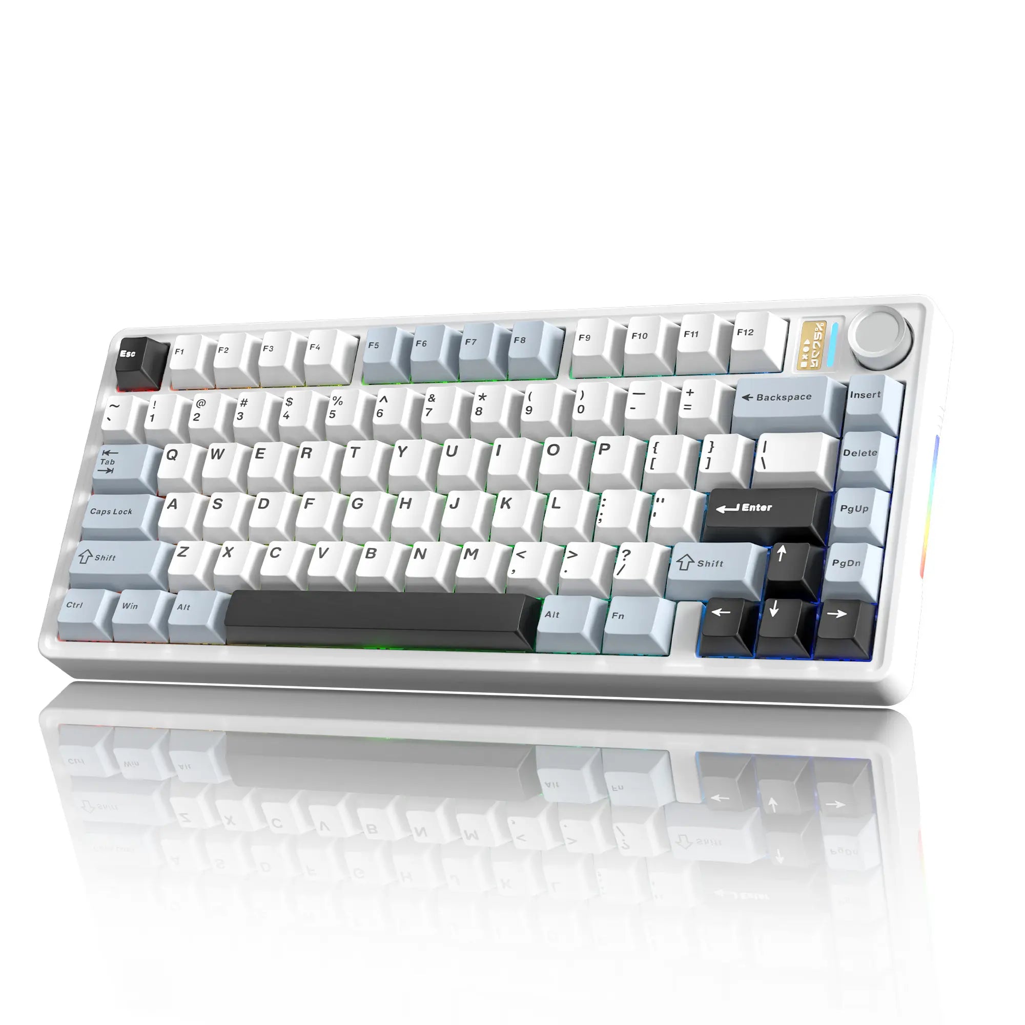 7KEYS BJ75 Wireless Mechanical Keyboard, 75% Gasket-Mount Gaming Keyboard with Volume Knob, Tri-Mode Connection (Bluetooth 5.0 / 2.4G / USB-C), Hot-Swappable Switches, RGB Backlight & Side Lighting, for Pc/Mac/Linux