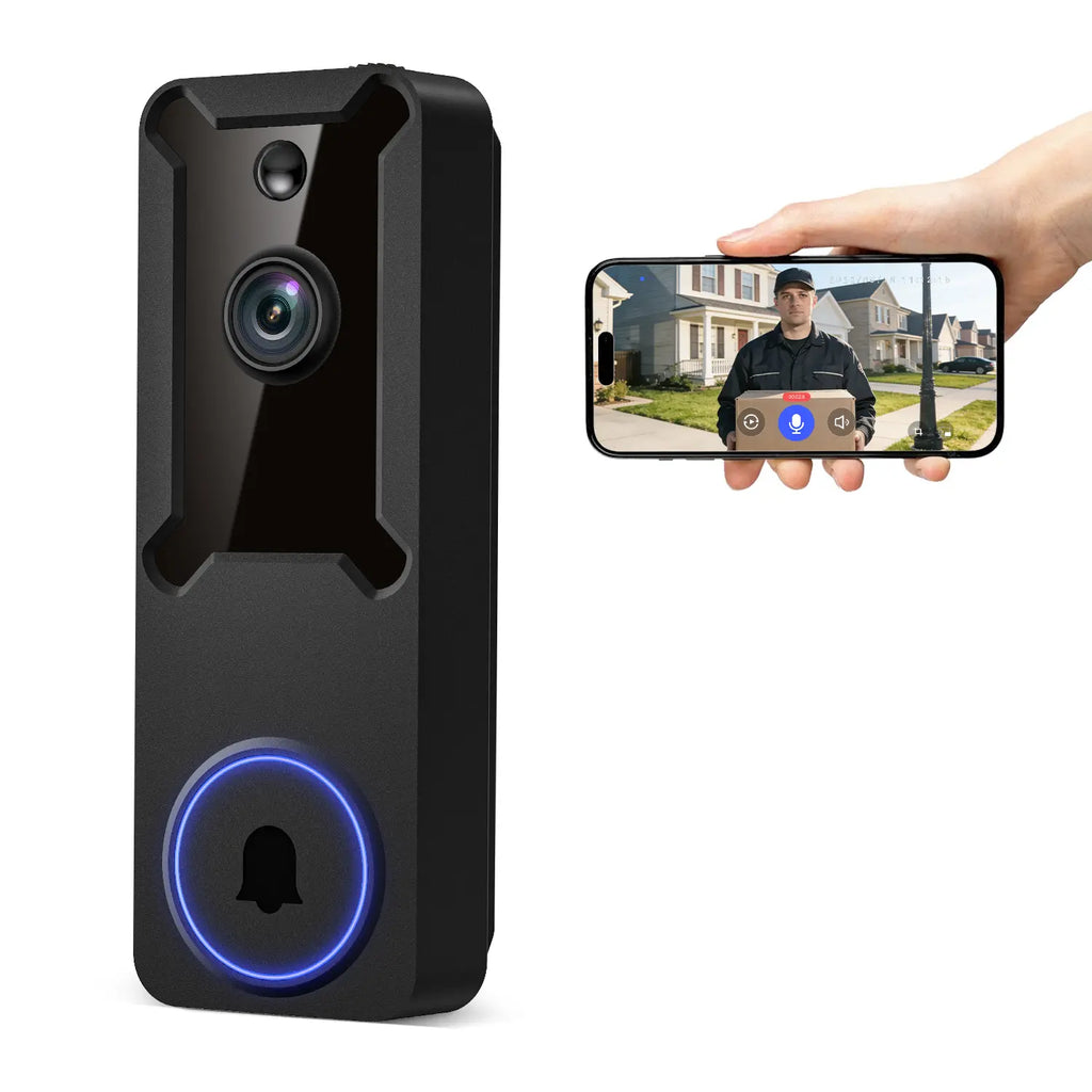 Wireless Wi-Fi Video Doorbell Camera - 1080P Smart Home Security Cam with 2-Way Audio, Night Vision, 2.4G Wifi Only, PE Build, Rechargeable Batteries, Motion Sensor, Real-Time Interaction for Outdoor Security Solutions