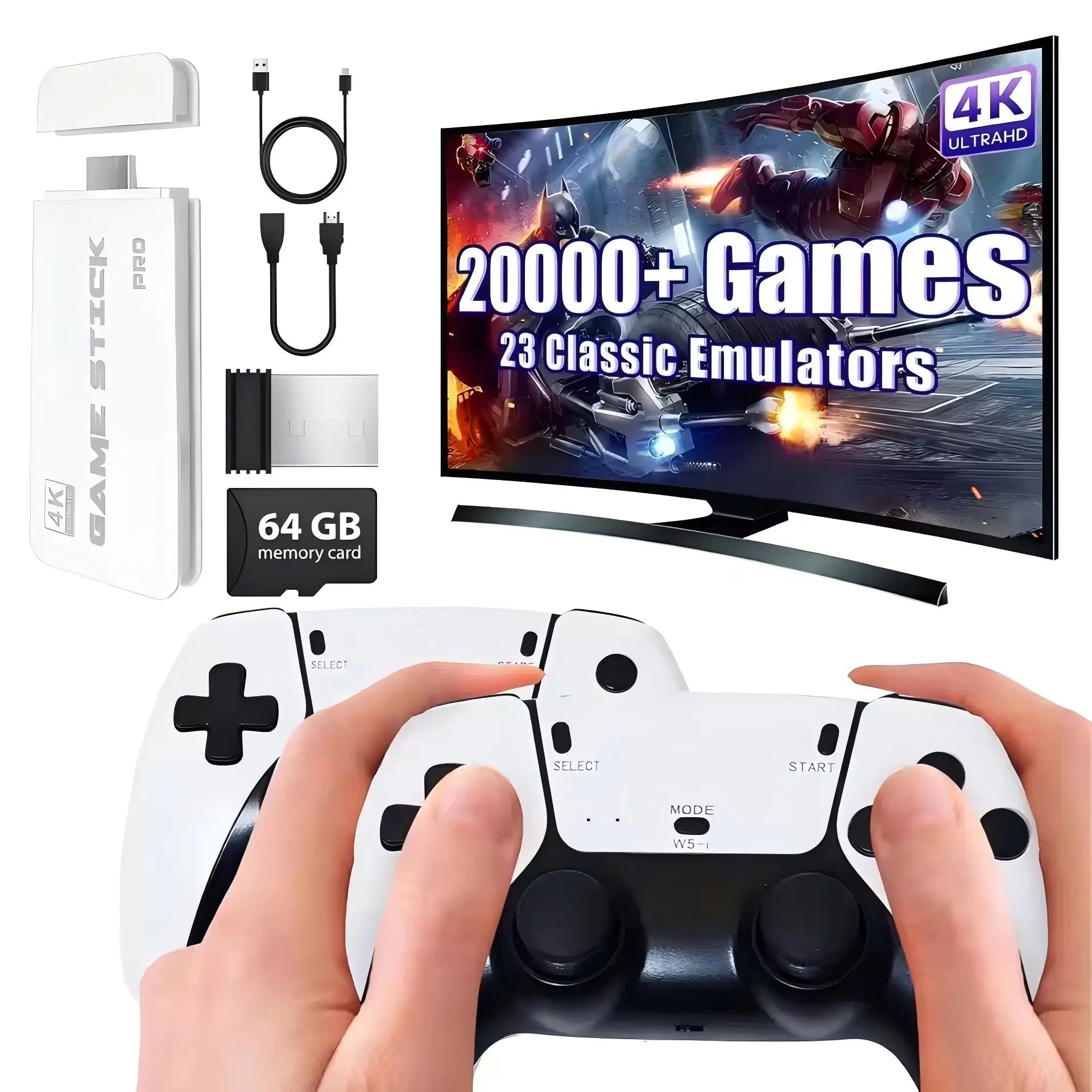 2026 New M15 Retro Game Stick, HDMI Output & Wireless Controller Plug and Play Video Game Console with Games,Hd 64G Plug and Play Video Games for Tv,Arcade Game Console