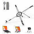 Viozon Portable Laptop Stand for Desk, Foldable Adjustable Computer Riser with Magnetic Phone Holder, Aluminum Laptop Stand for 10–16” Laptops & 4–13” Phones/Tablets (Silver)