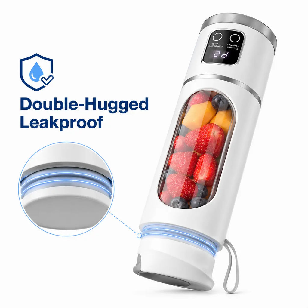 Portable Blender with Digital Display, 3 Juicing Modes & 12 Stainless Steel Blades, Double-Hugged Leakproof, Personal Smoothie Maker for Fruit, Ice, Baby Food, Perfect for Travel, Gym, Office, Memorial Day Gift
