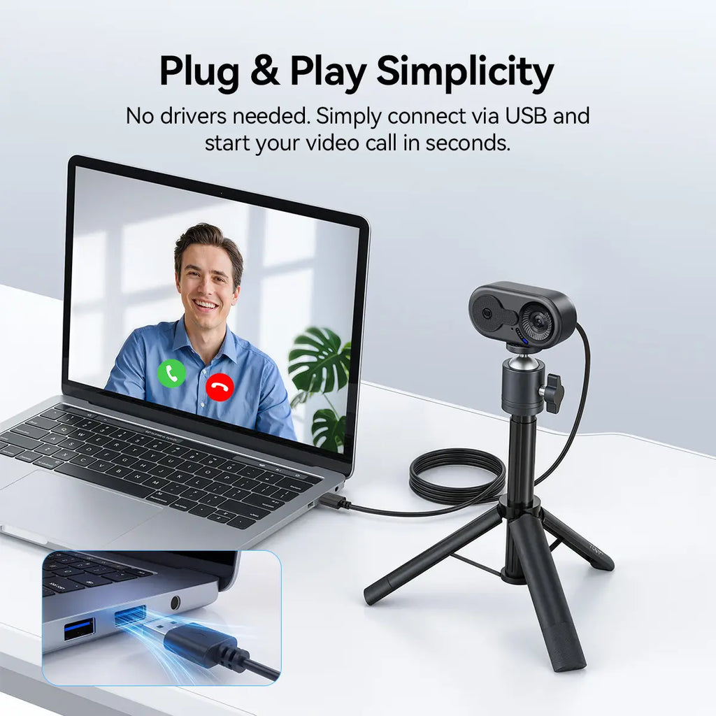 EMEET C100 4K External USB Webcam for PC, Fixed Focus, 66° FOV, Built-In Mic, Privacy Cover, Portable Metal Clip, Computer Camera for Home Office, Online Meetings, Desktop/Laptop USB-A, External Usb Webcams