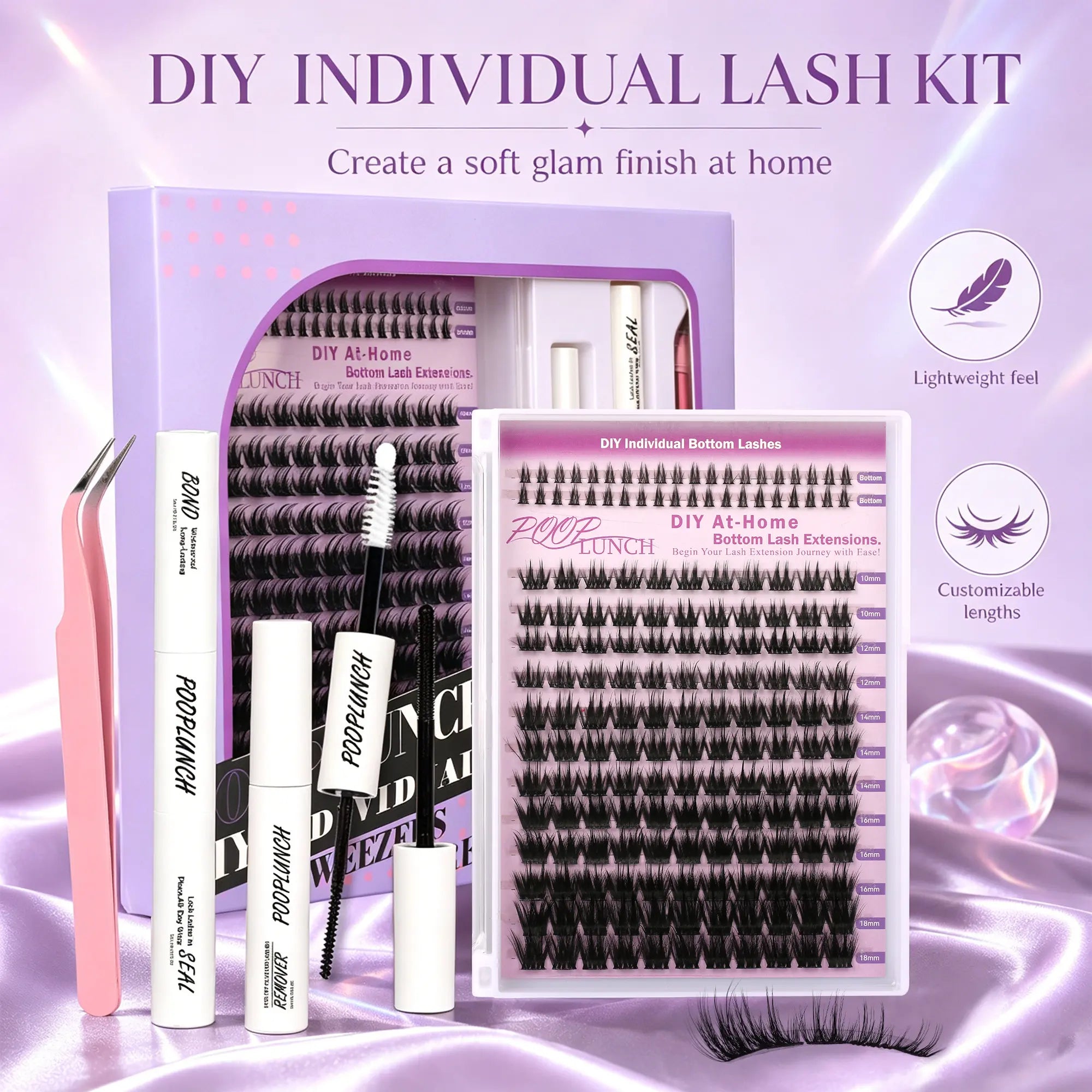 Lash Clusters DIY Individual Bottom Lash Kit / Lower Lash Cluster Kit / Soft Glam Bottom Lash Look Lashes Eyelash Extension Lashes Halloween Makeup