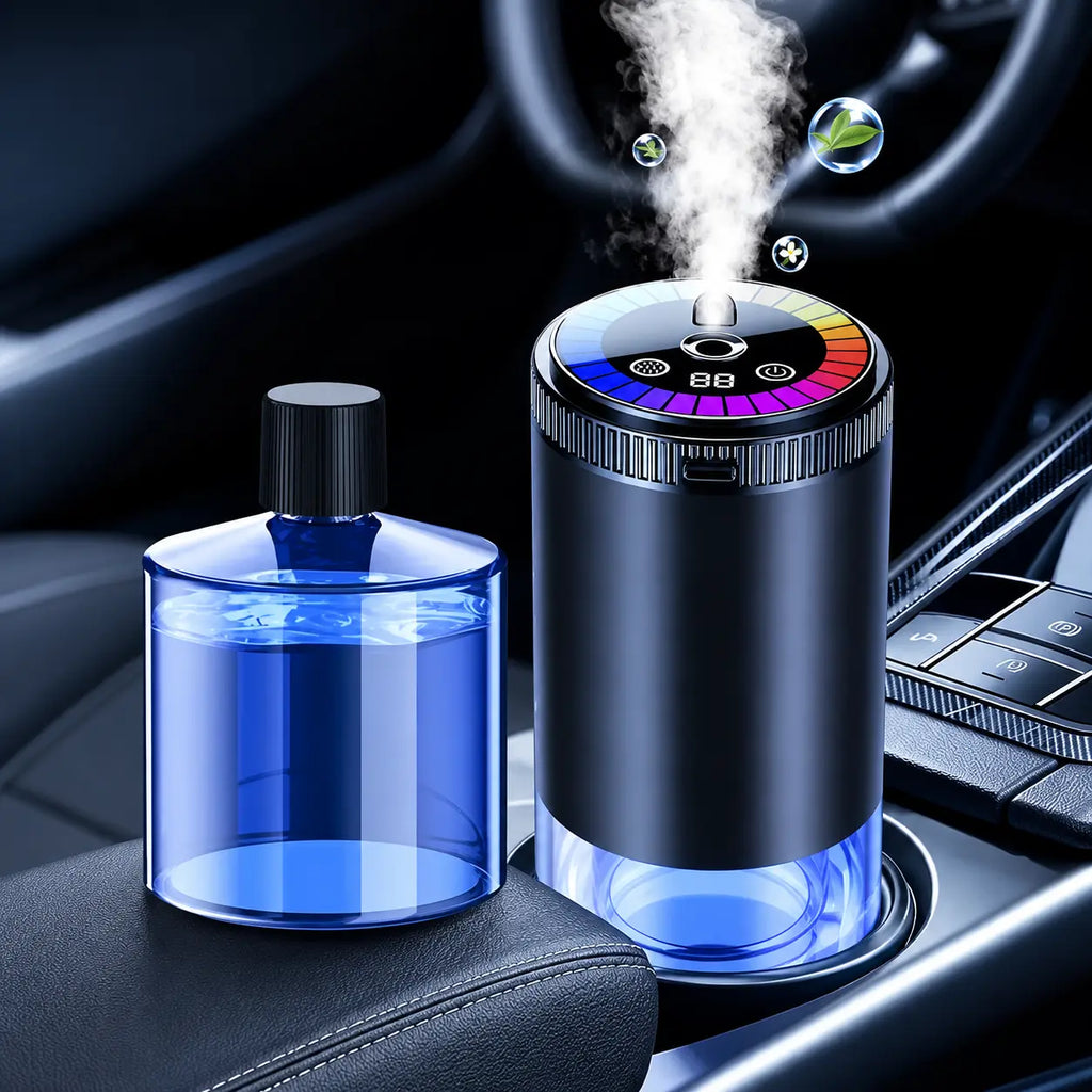 Smart Car Aroma Diffuser - Compact, Romantic Dynamic Light Show, Starry Ceiling Mode, Natural French/Eau De Cologne Scents, Fragrance Control, Long-Lasting Freshness, Ideal Gift for Car Enthusiasts for Daily Commute