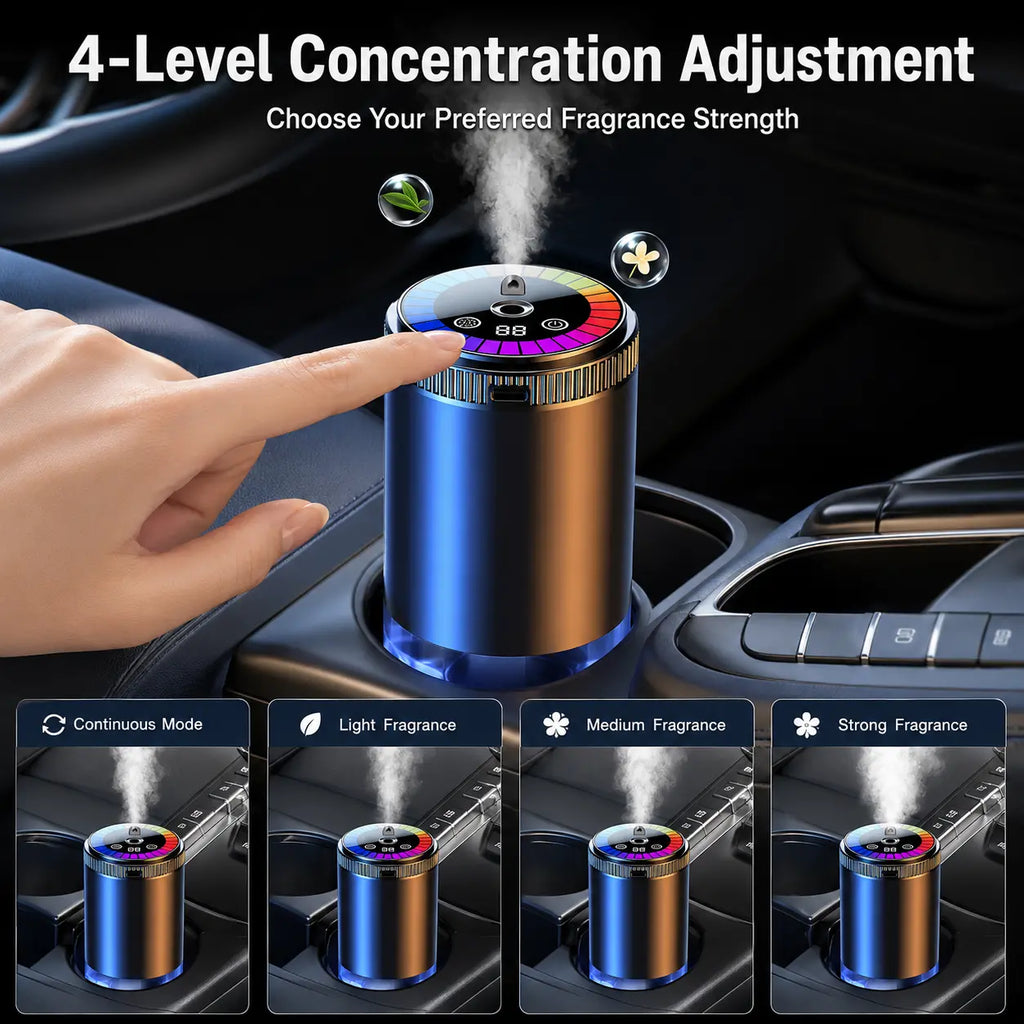 Smart Car Aroma Diffuser - Compact, Romantic Dynamic Light Show, Starry Ceiling Mode, Natural French/Eau De Cologne Scents, Fragrance Control, Long-Lasting Freshness, Ideal Gift for Car Enthusiasts for Daily Commute