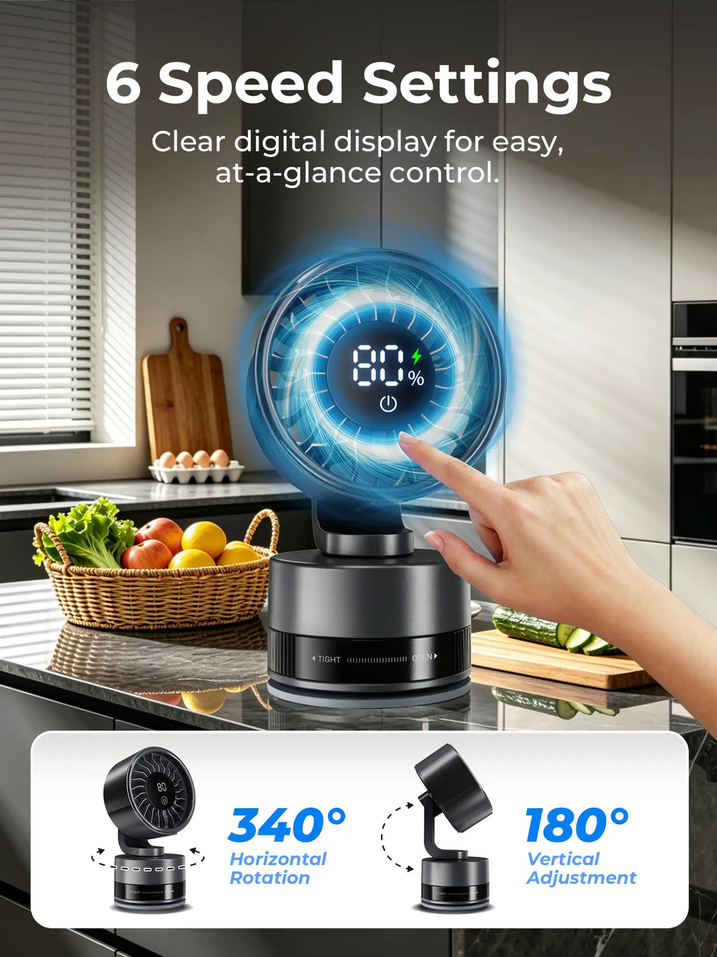 Wireless Toilet Fan, No Hole No Damage!360° Rotatable Wireless Suction Fan I Longlasting USB Charge for Bathroom Toilet Cardesk Kitchen/With Free Charging Cord
