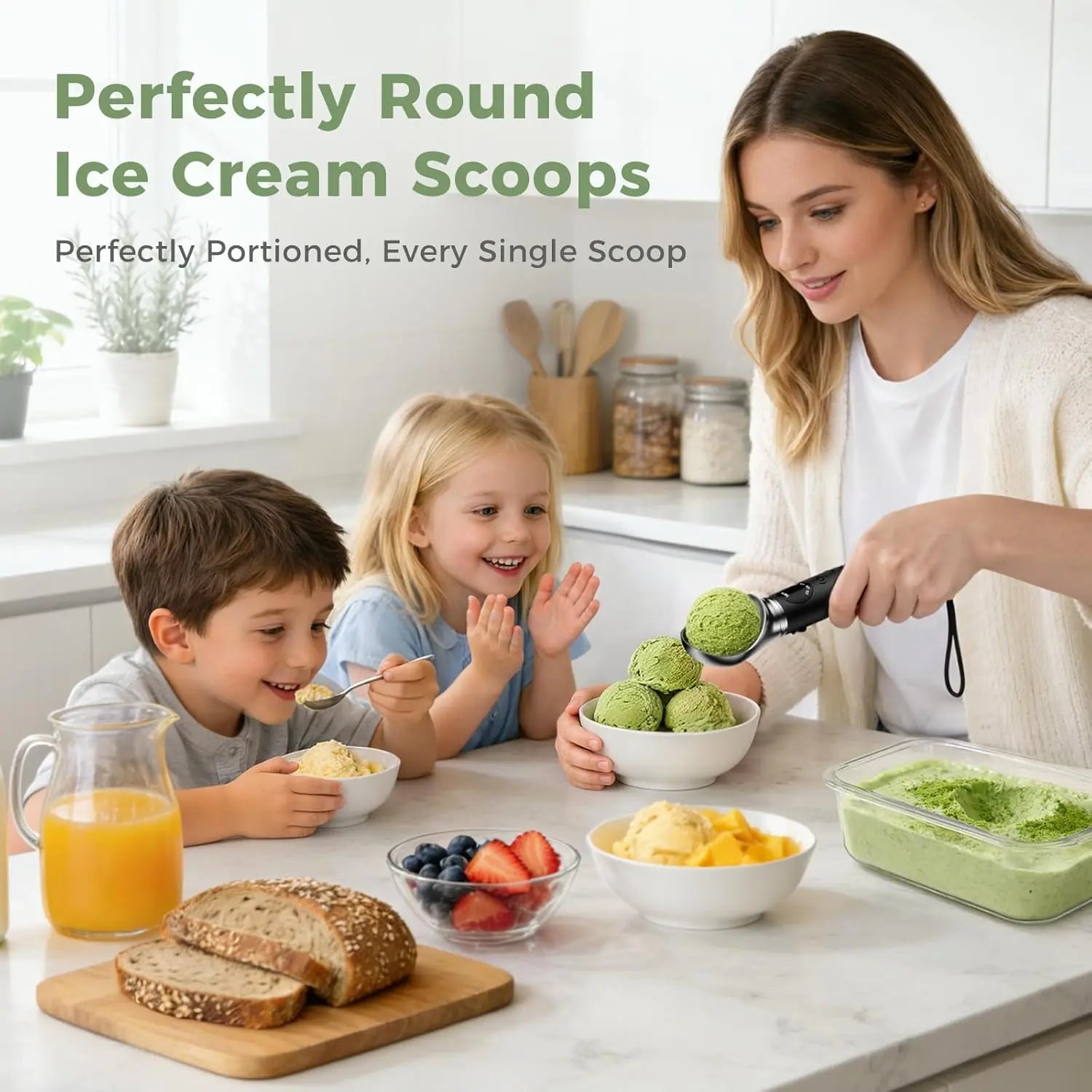 Heated Ice Cream Scoop with Removable Head, 4 Adjustable Temperature Settings & LED Display, Easy to Clean,Rechargeable Electricice Icecream Spoons Perfect for Hard Ice Cream,Frozen Yogurt, Sorbet, Gelato Perfect Gift for Mom, Grandma & Ice Cream Lovers