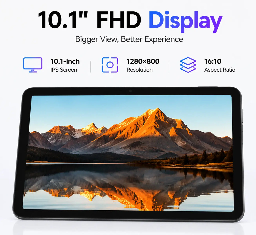 W&O X17 Ultra 7-In-1 Tablet Bundle, 10.1" Android 15 Tablet, 8GB RAM + 256GB ROM, Keyboard Mouse Stylus Case Included, 16MP Rear + 5MP Front Camera, 8000Mah Battery, Portable Tablet for Students, Work, Online Classes & Entertainment Cam Dual