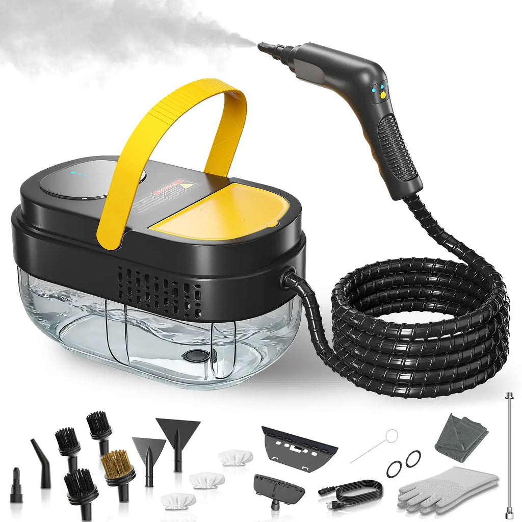 Fast Warm-Up Mobile High-Temp Washing Unit with 1.69 Quart Big Water Container, 15 Multi-Scenario Tool Accessories & 3-Gear Adjustable Handle, Practical Surface Cleaner for Household Floors, Tile Grout and Vehicle Interior Stains & Grease