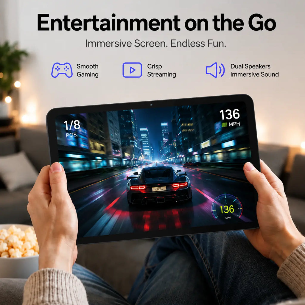 W&O X17 Ultra 7-In-1 Tablet Bundle, 10.1" Android 15 Tablet, 8GB RAM + 256GB ROM, Keyboard Mouse Stylus Case Included, 16MP Rear + 5MP Front Camera, 8000Mah Battery, Portable Tablet for Students, Work, Online Classes & Entertainment Cam Dual