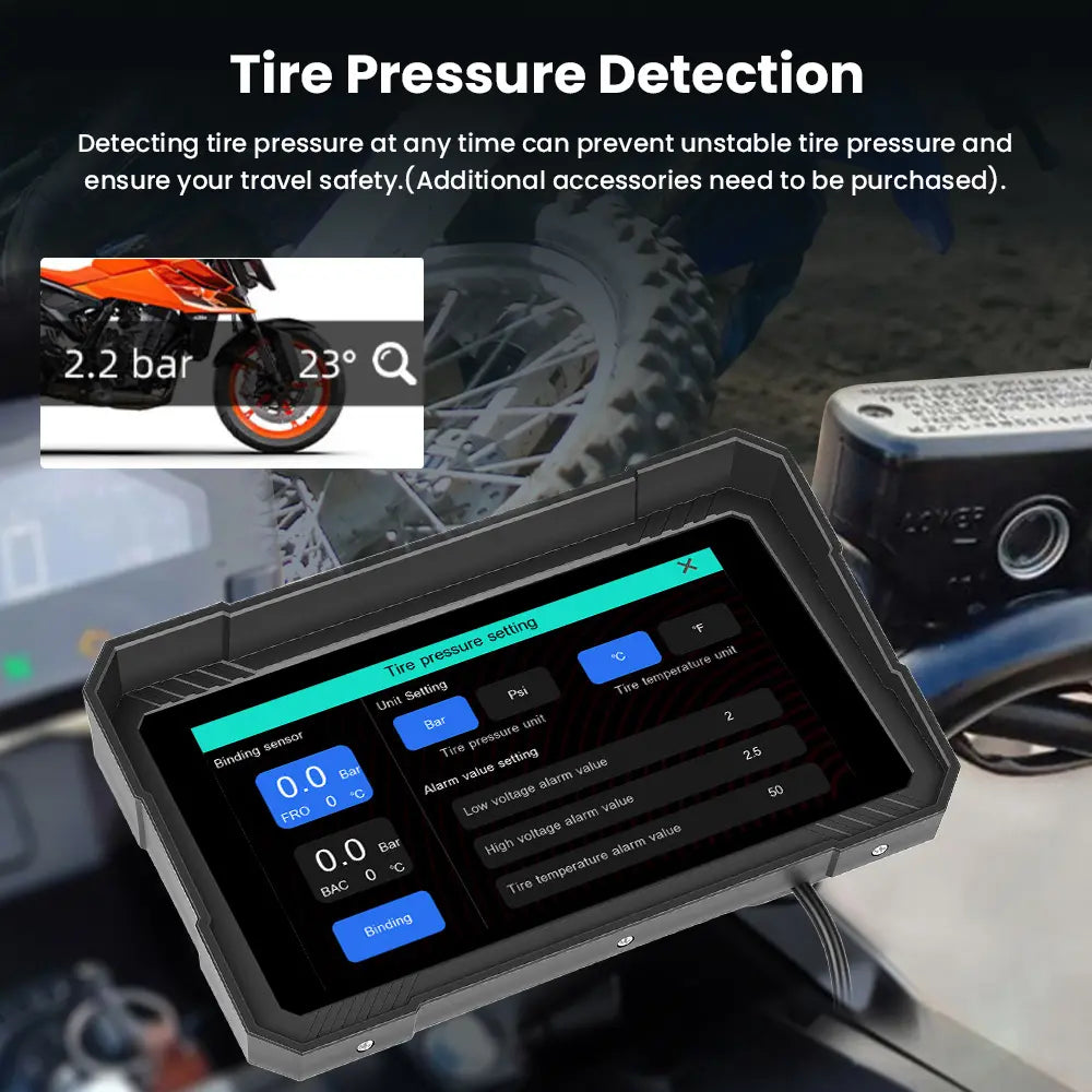 Moto Carplay Screen 5 Inch with Wireless Carplay Android Auto, Bluetooth, IP67 Waterproof Navigation System, HD Touch Screen for Motorcycles, 12V