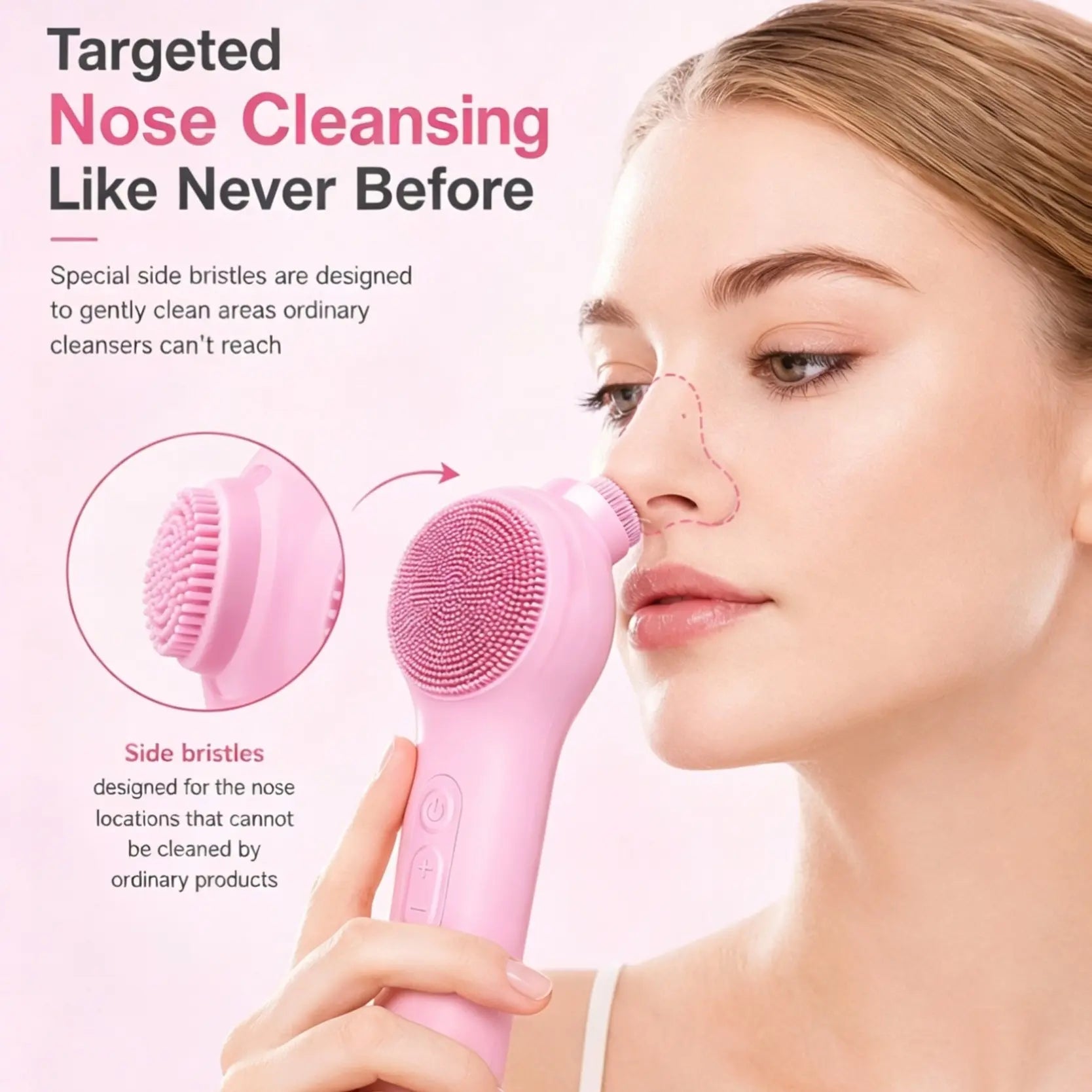 Pink Silicone Facial Cleansing Brush - IPX7 Waterproof Electric Face Scrubber, Gentle Exfoliating Deep Pore Cleanser Massager, USB Rechargeable Facial Tool with Adjustable Settings for Sensitive Skin, Durable Daily Use, Ideal Gift, Facial Brush