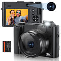 Zostuic Digital Camera 4K 64MP Vlogging Camera with Autofocus Dual Lens 6-Axis Anti-Shake 16X Zoom Compact Camera for Students Beginners Travel Record Perfect Holiday Gift.