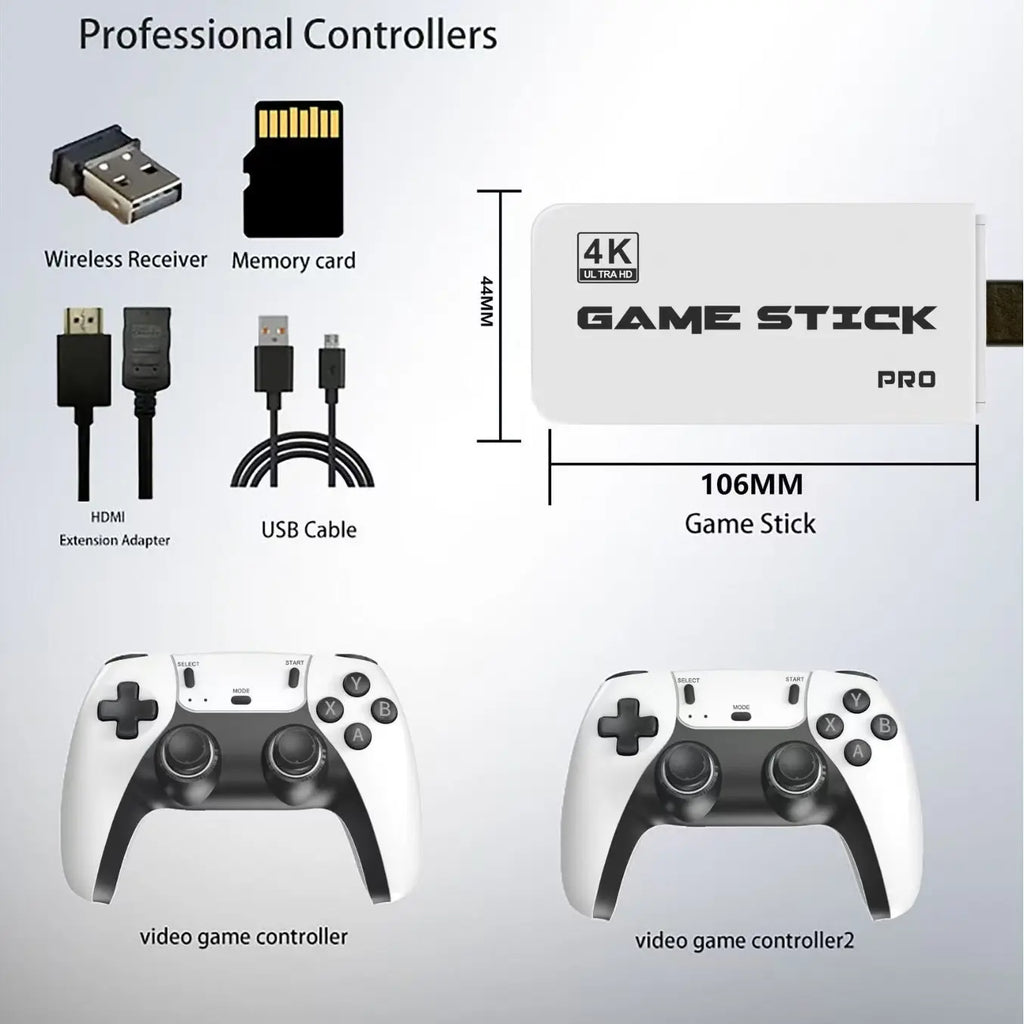 2026 New M15 Retro Game Stick, HDMI Output & Wireless Controller Plug and Play Video Game Console with Games,Hd 64G Plug and Play Video Games for Tv,Arcade Game Console