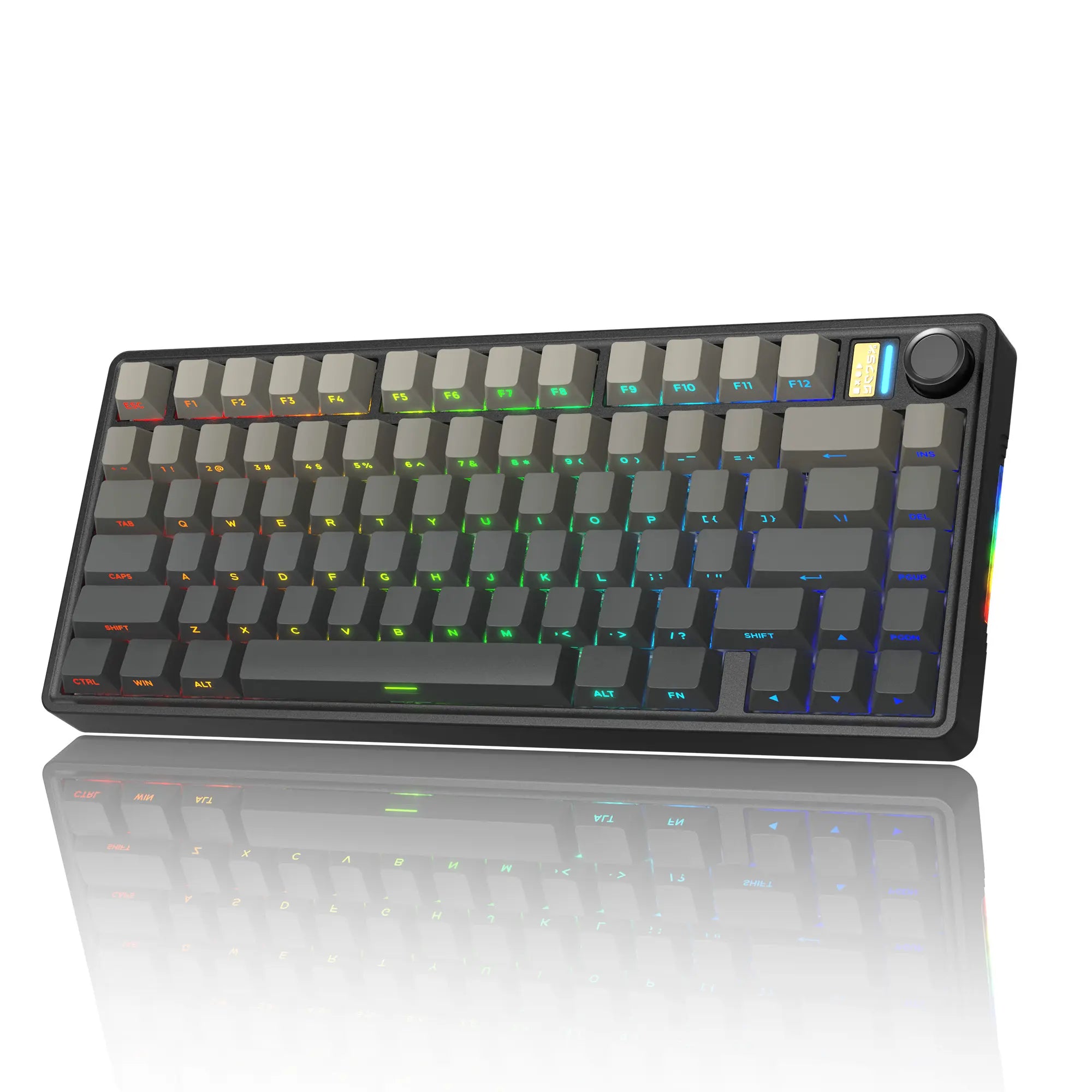 7KEYS BJ75 Wireless Mechanical Keyboard, 75% Gasket-Mount Gaming Keyboard with Volume Knob, Tri-Mode Connection (Bluetooth 5.0 / 2.4G / USB-C), Hot-Swappable Switches, RGB Backlight & Side Lighting, for Pc/Mac/Linux