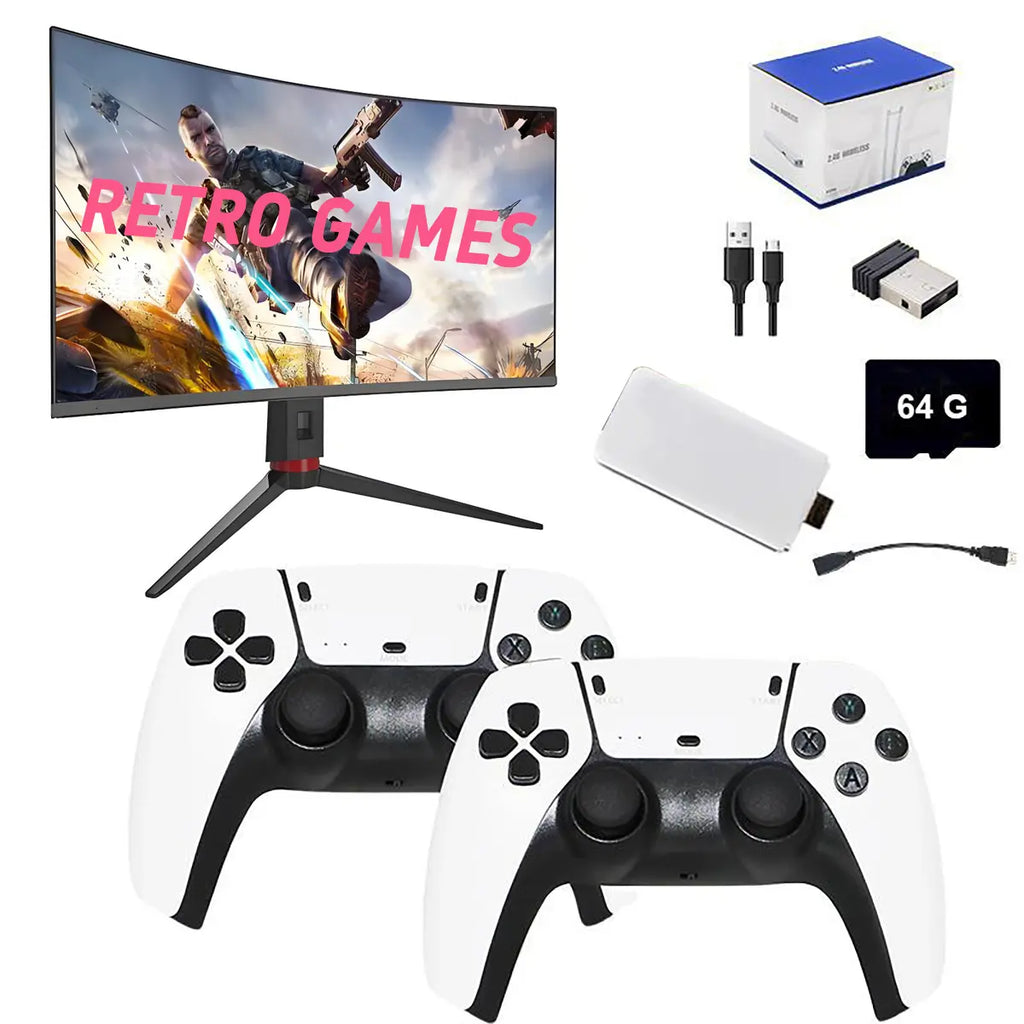 2026 New M15 Retro Game Stick, HDMI Output & Wireless Controller Plug and Play Video Game Console with Games,Hd 64G Plug and Play Video Games for Tv,Arcade Game Console
