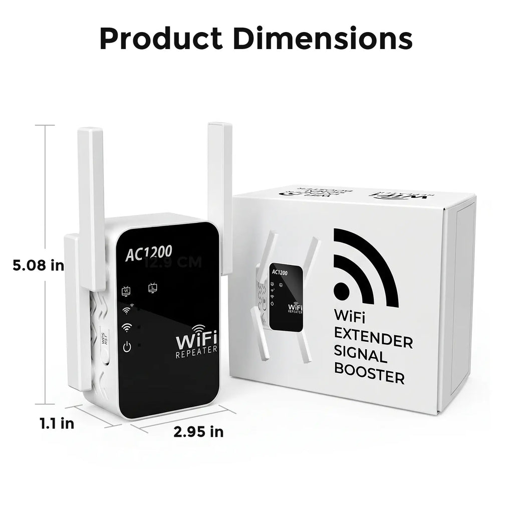 Wifi Repeater Signal Extender, Extends Coverage to 1288 Sq.Ft, Handles 80Devices, 2.4Ghz Wireless Repeater Amplifier, Wifi Extender for Home Use